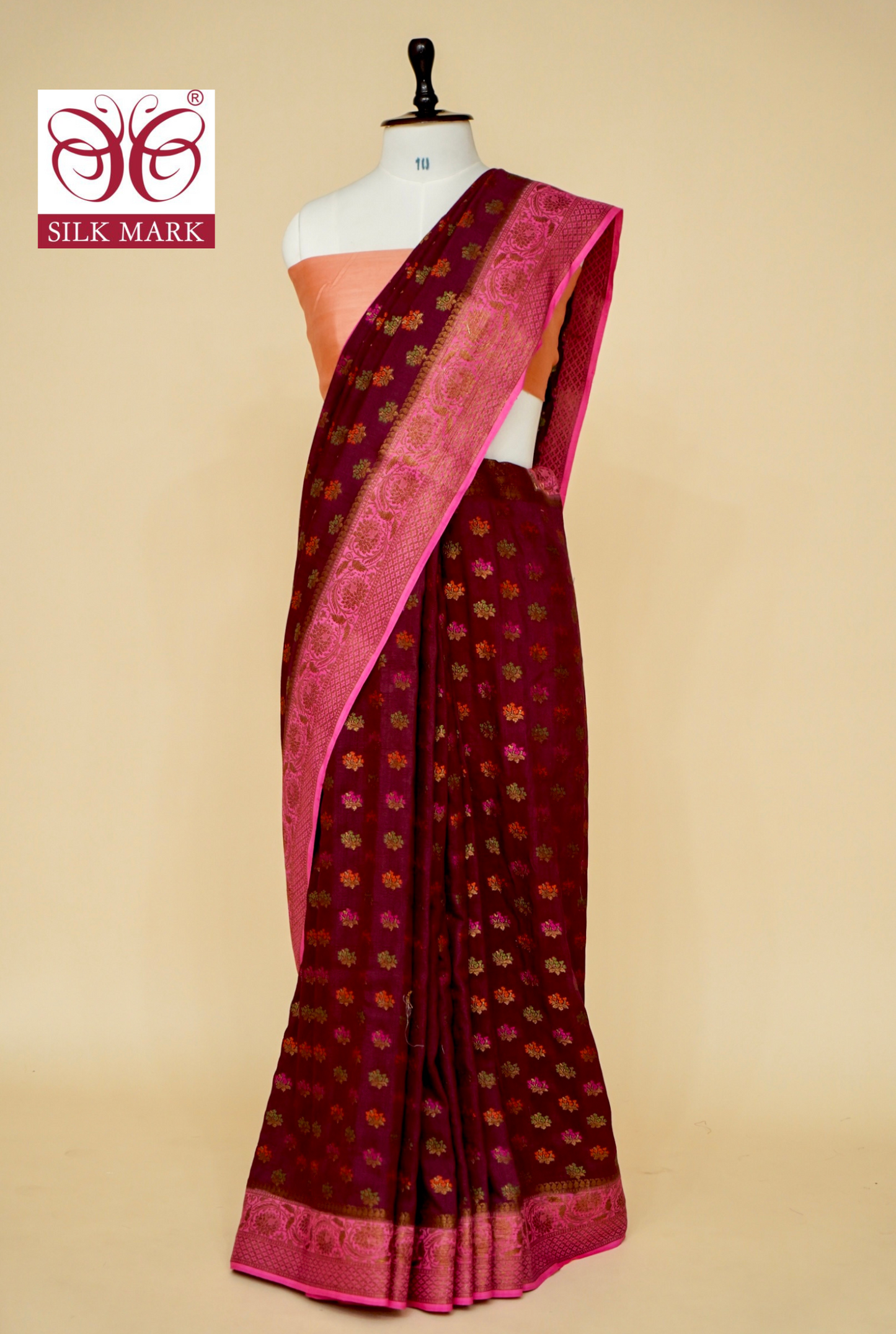 Pure Munga Silk Banarasi Saree with Contrast Border By Kalakari