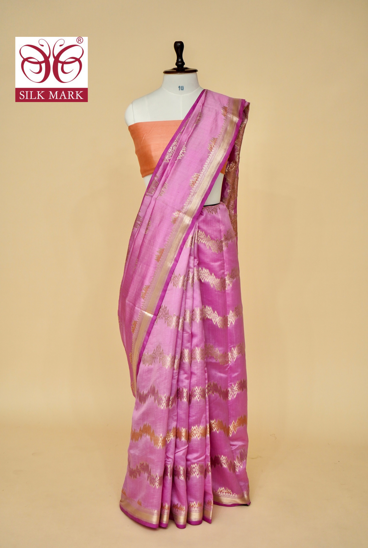 Rangkaat Chinya Silk Banarasi Saree with Aada Jaal Weaving