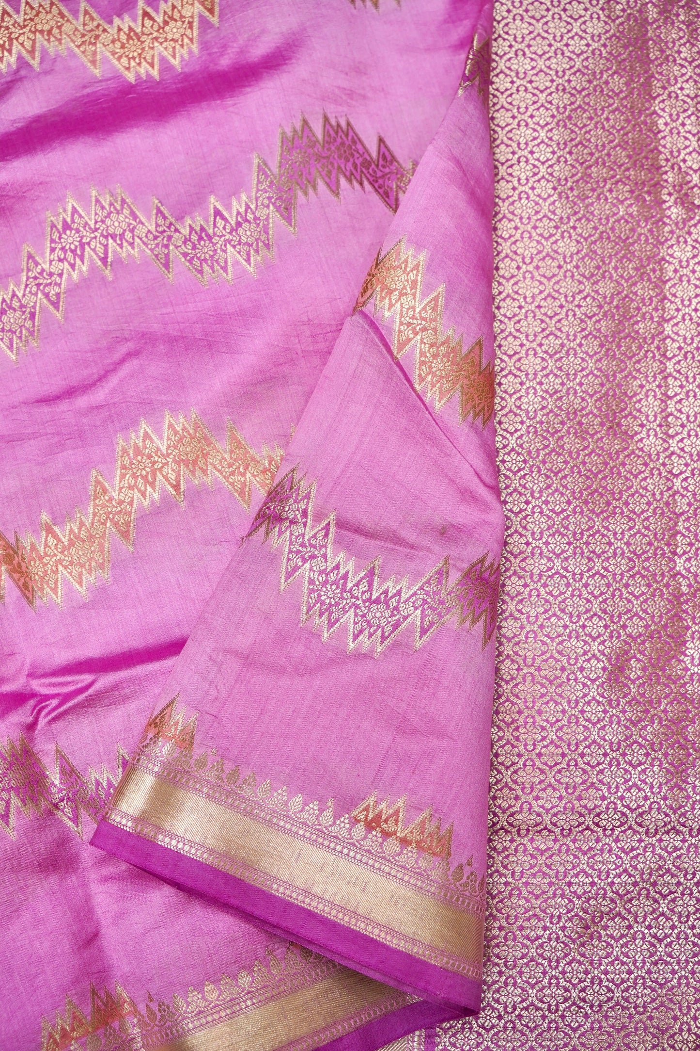 Rangkaat Chinya Silk Banarasi Saree with Aada Jaal Weaving