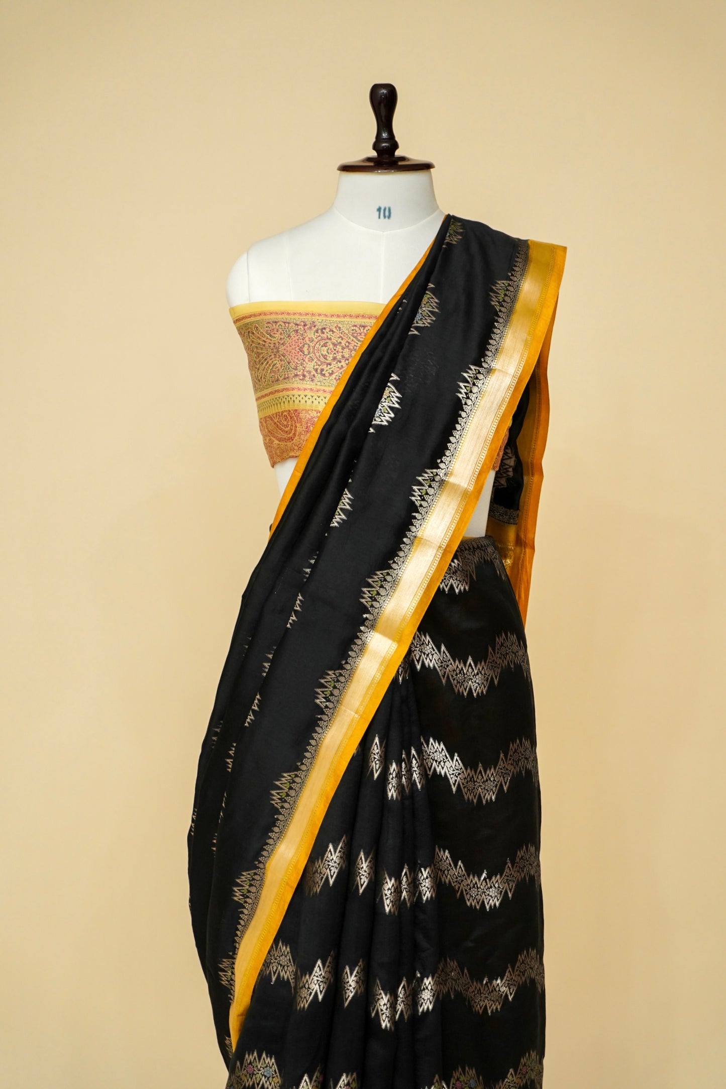 Designer Chinya Silk Banarasi Saree with Aada Jaal Weaving