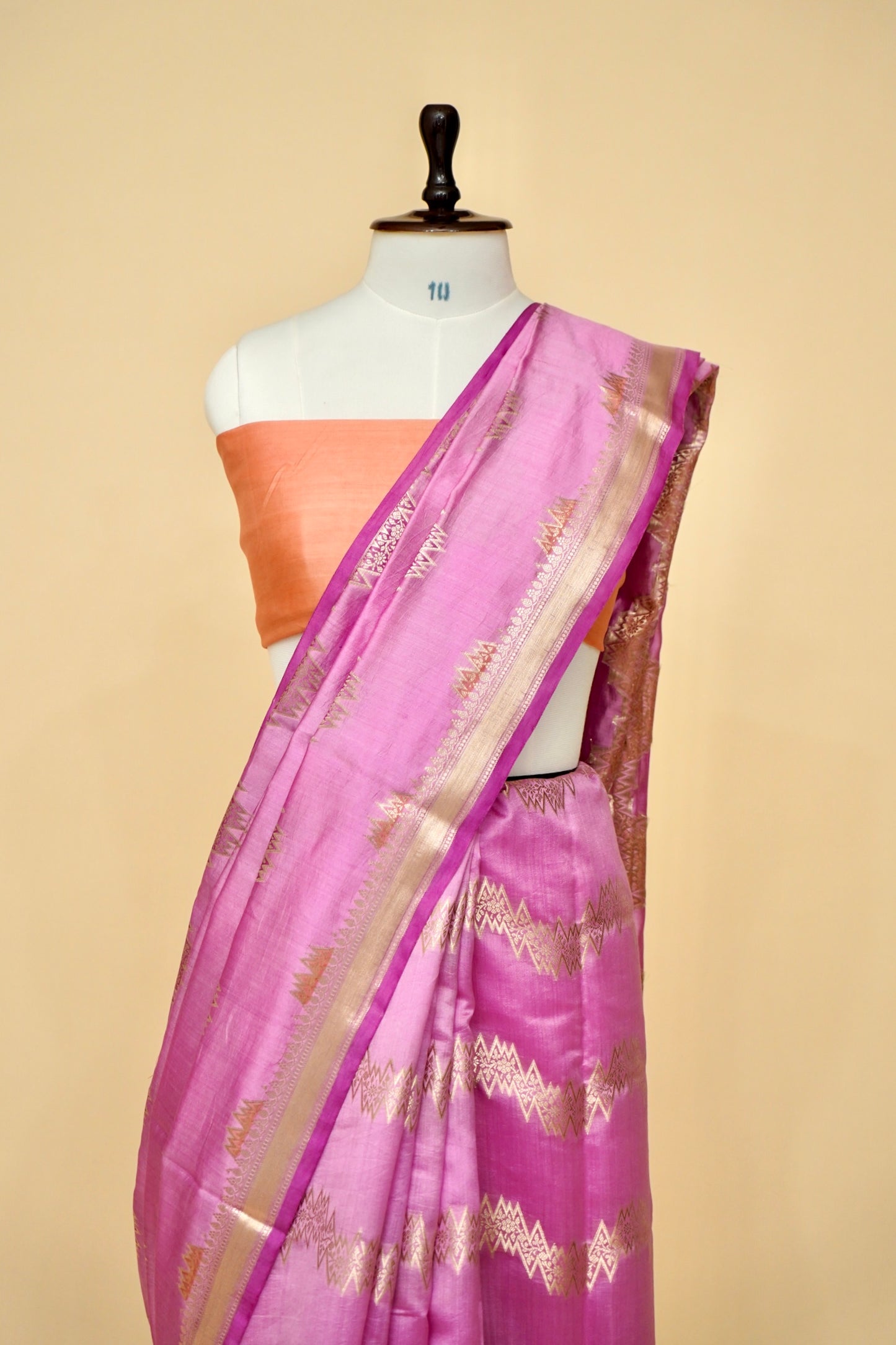 Rangkaat Chinya Silk Banarasi Saree with Aada Jaal Weaving