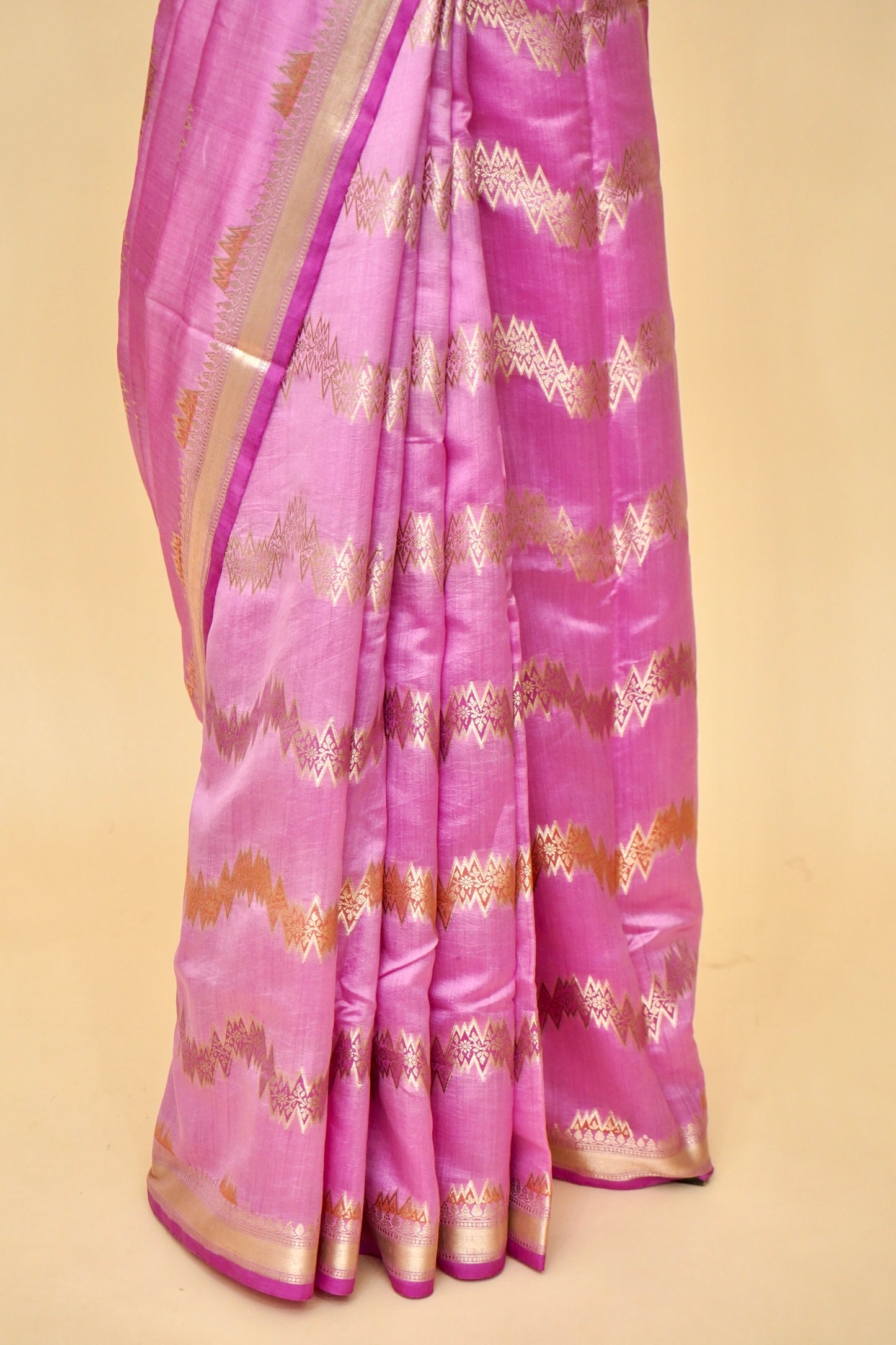 Rangkaat Chinya Silk Banarasi Saree with Aada Jaal Weaving
