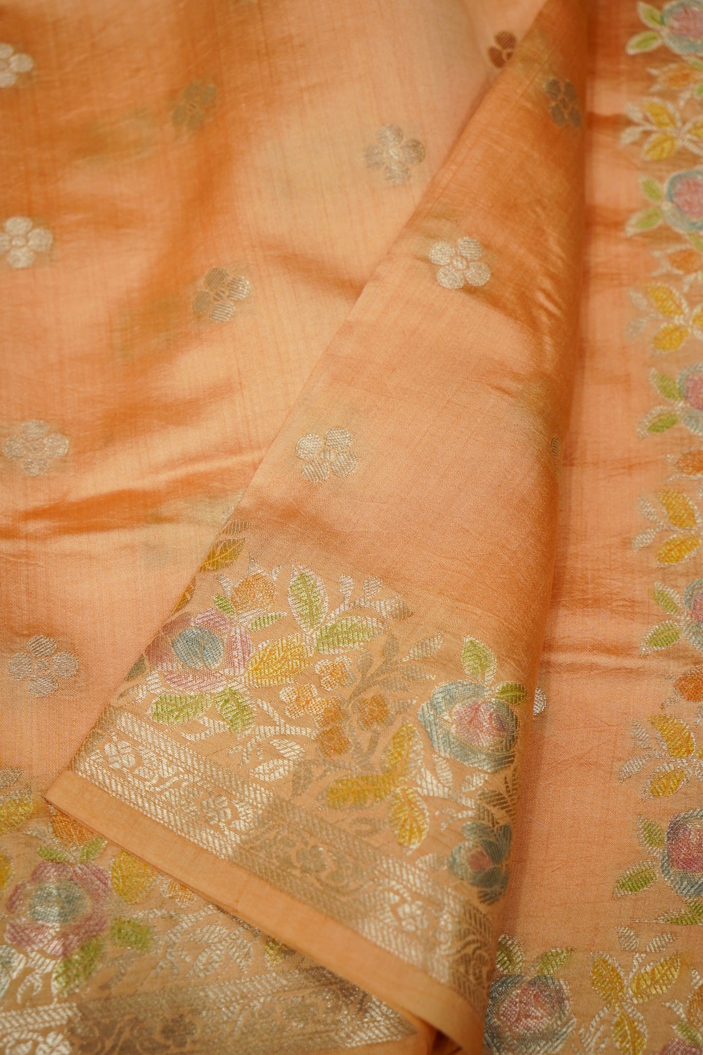 Ultra-Soft Pure Chinya Silk Banarasi Saree with Minakari