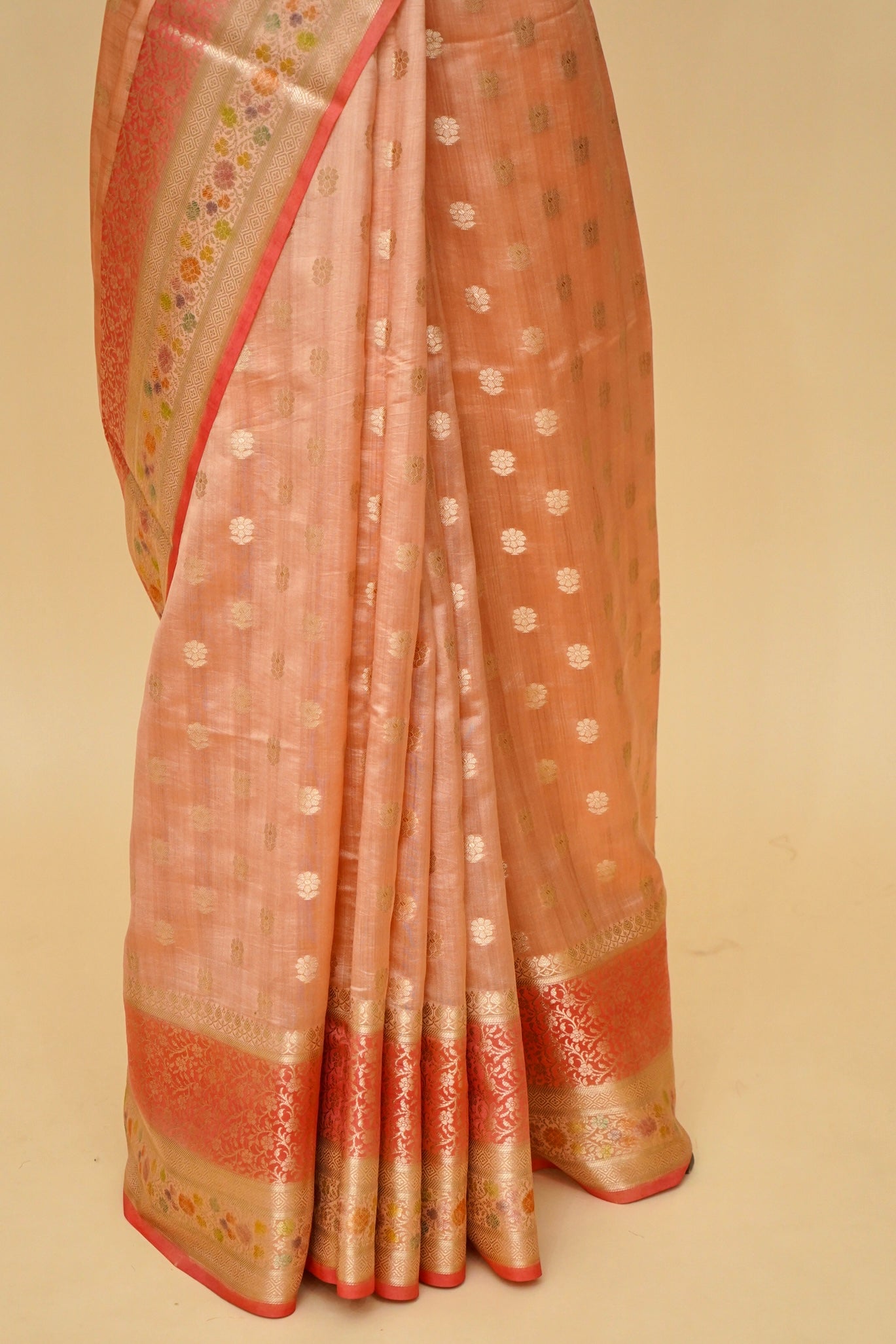Ultra-Soft Pure Chinya Silk Banarasi Saree with Minakari Weaving