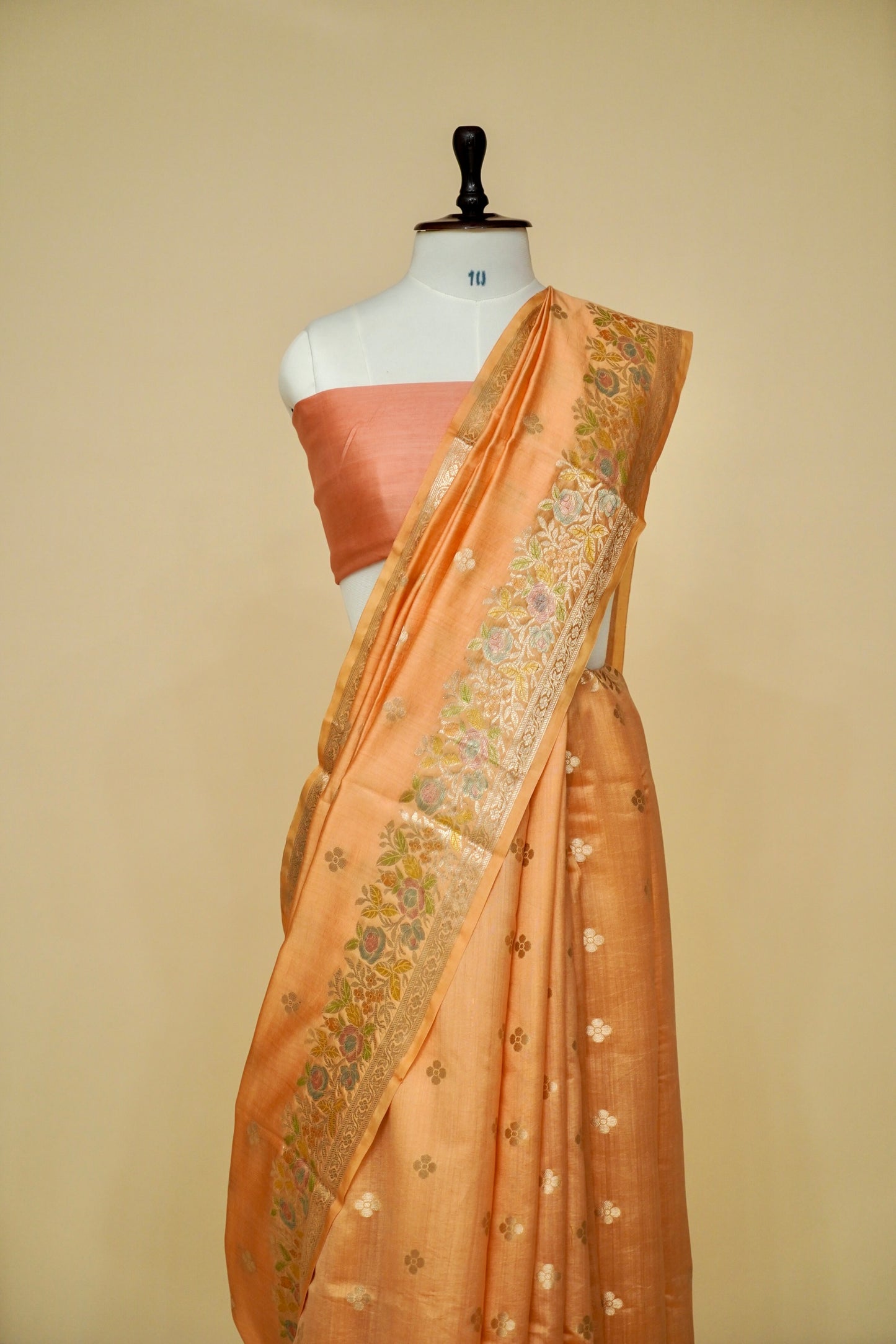 Ultra-Soft Pure Chinya Silk Banarasi Saree with Minakari