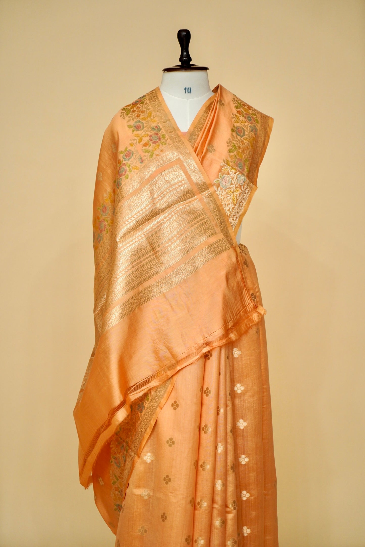 Ultra-Soft Pure Chinya Silk Banarasi Saree with Minakari