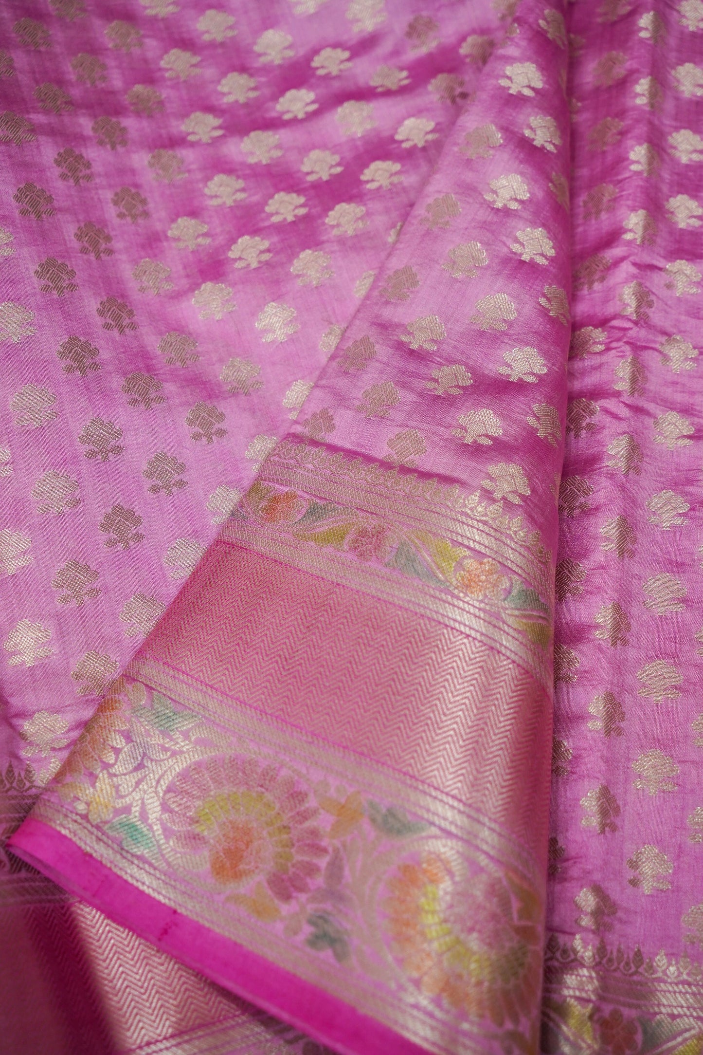 Ultra-Soft Chinya Silk Banarasi Saree with Minakari Weaving