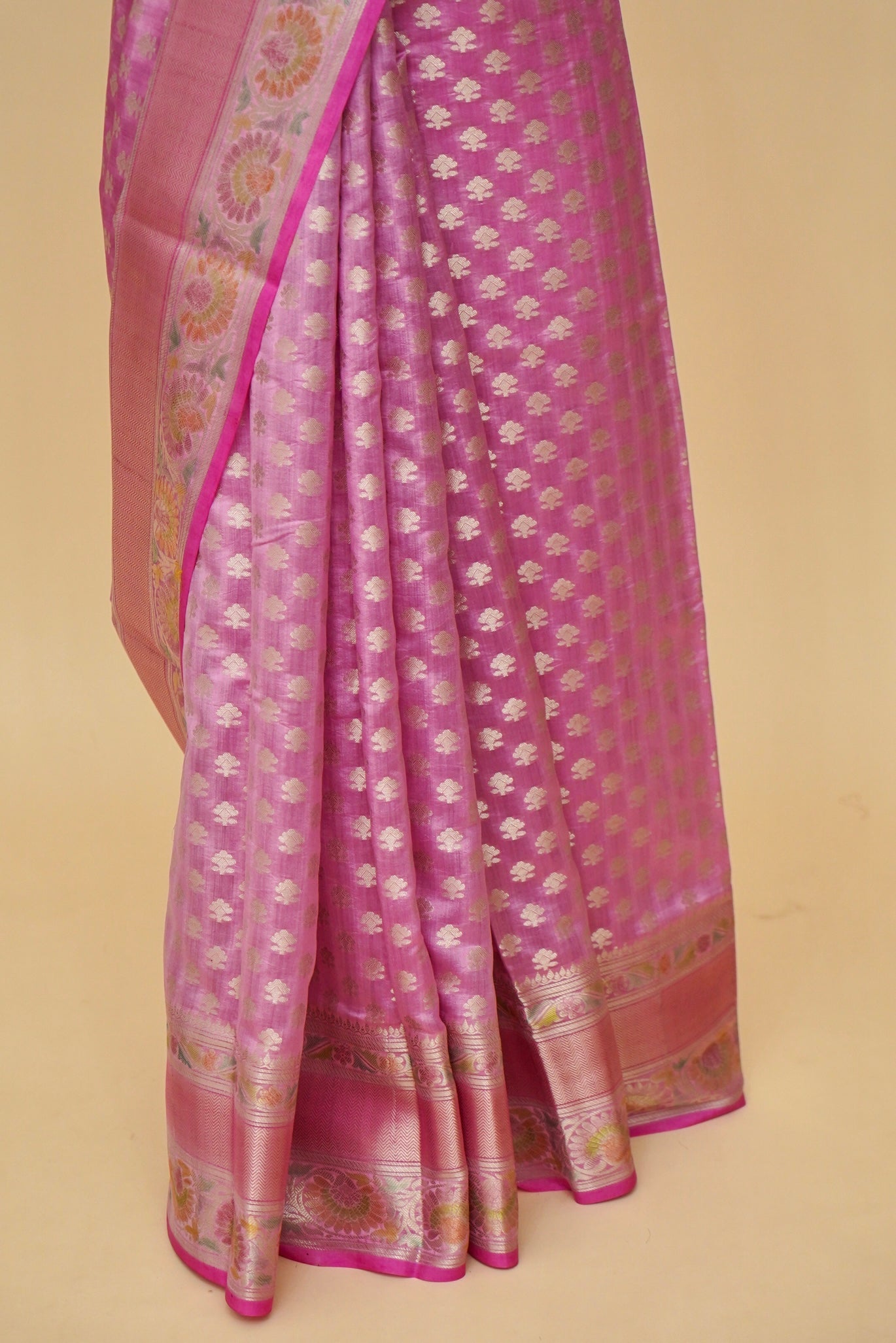 Ultra-Soft Chinya Silk Banarasi Saree with Minakari Weaving