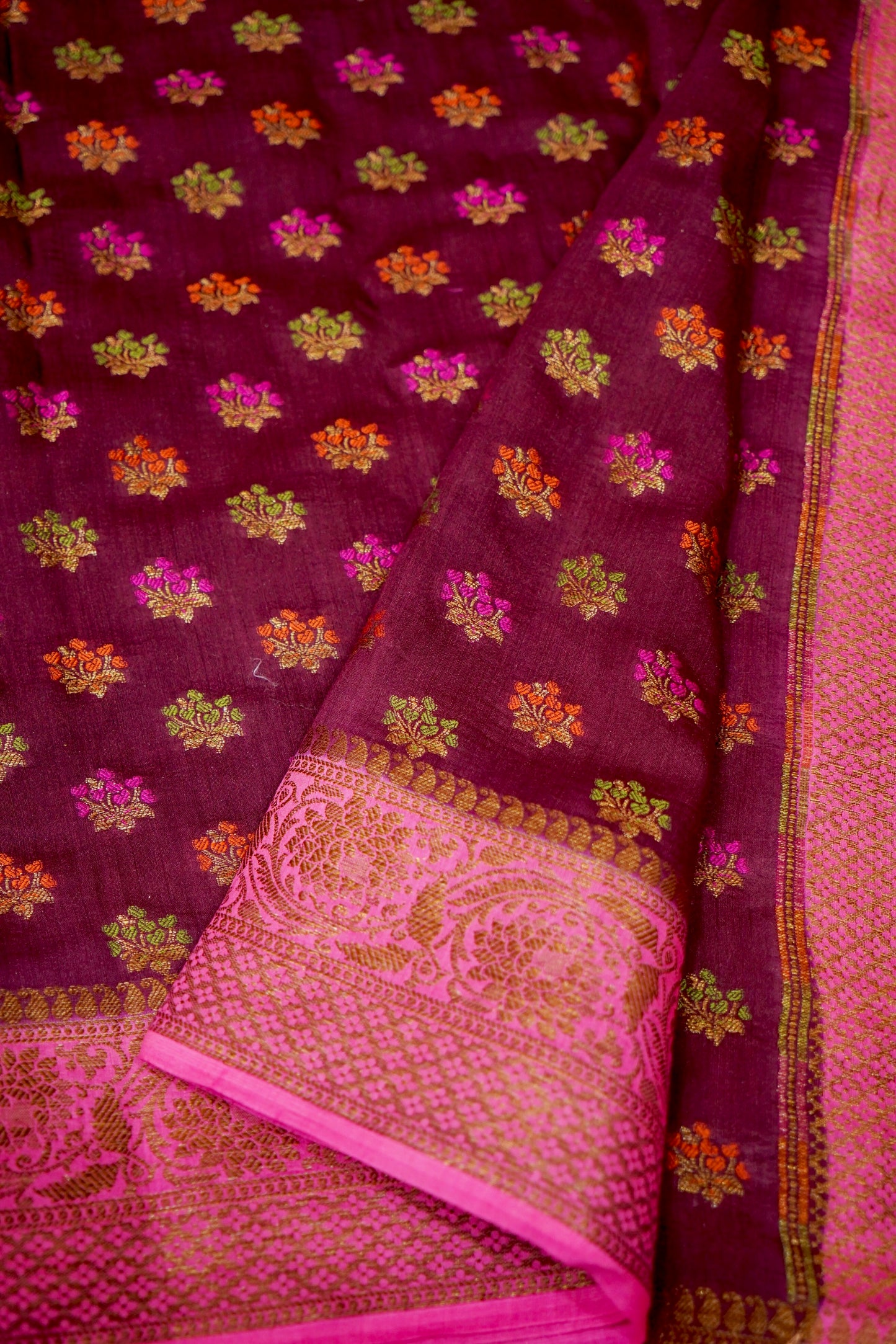 Pure Munga Silk Banarasi Saree with Contrast Border