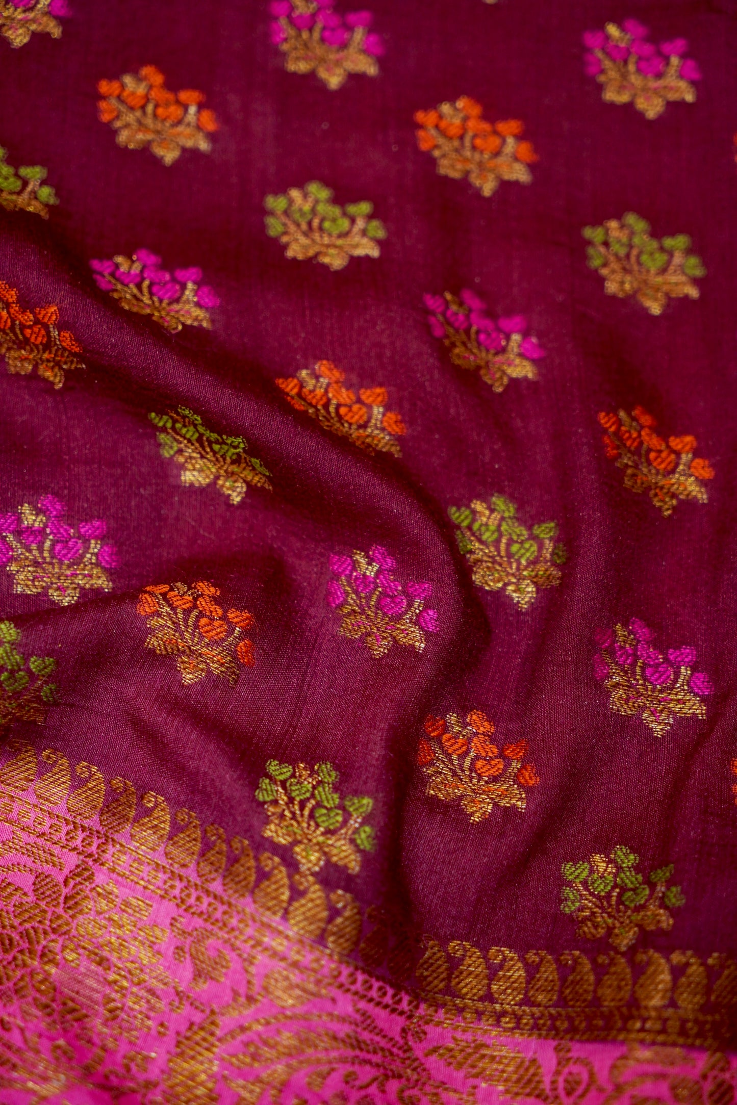 Pure Munga Silk Banarasi Saree with Contrast Border