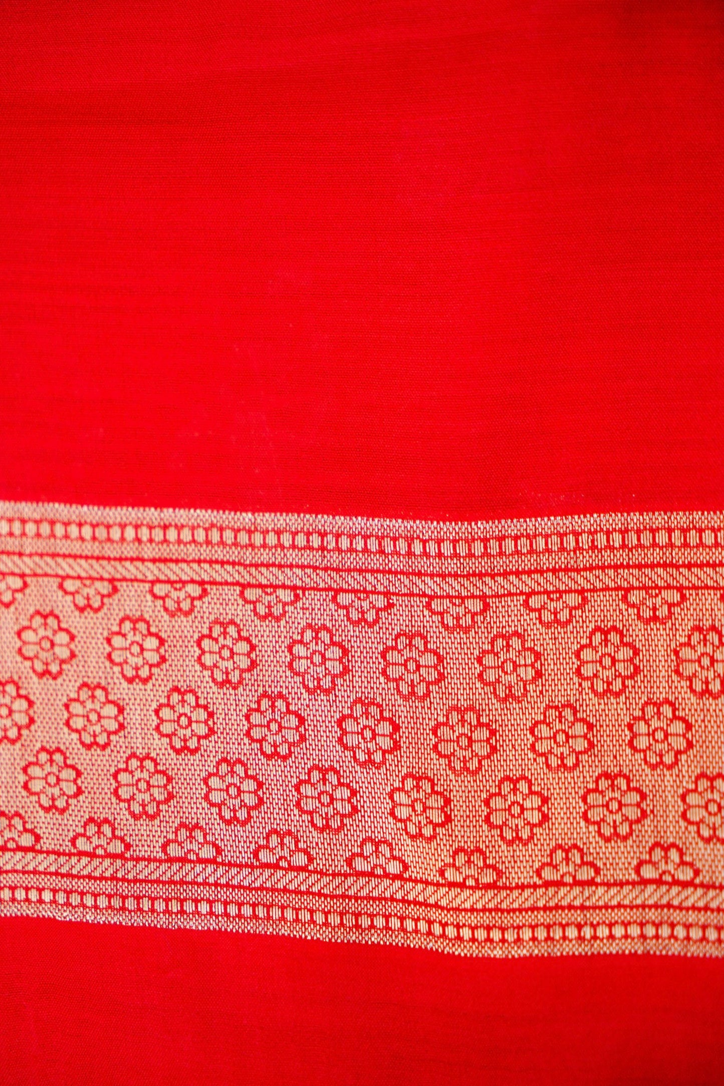 Pure Red Chinya Katan Silk Saree with Jaal Weaving