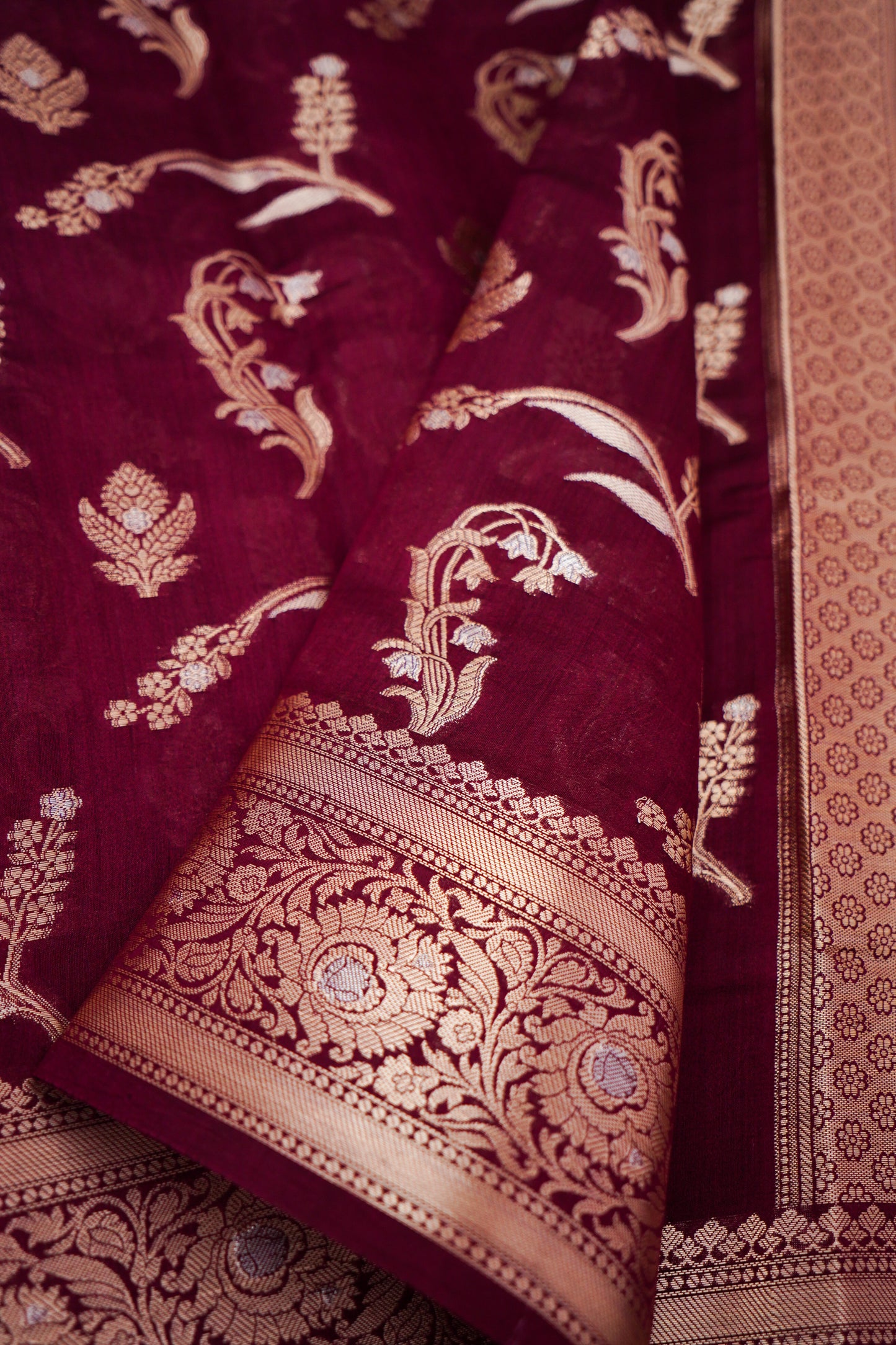 Pure Chinya Katan Silk Jaal Weaving Saree
