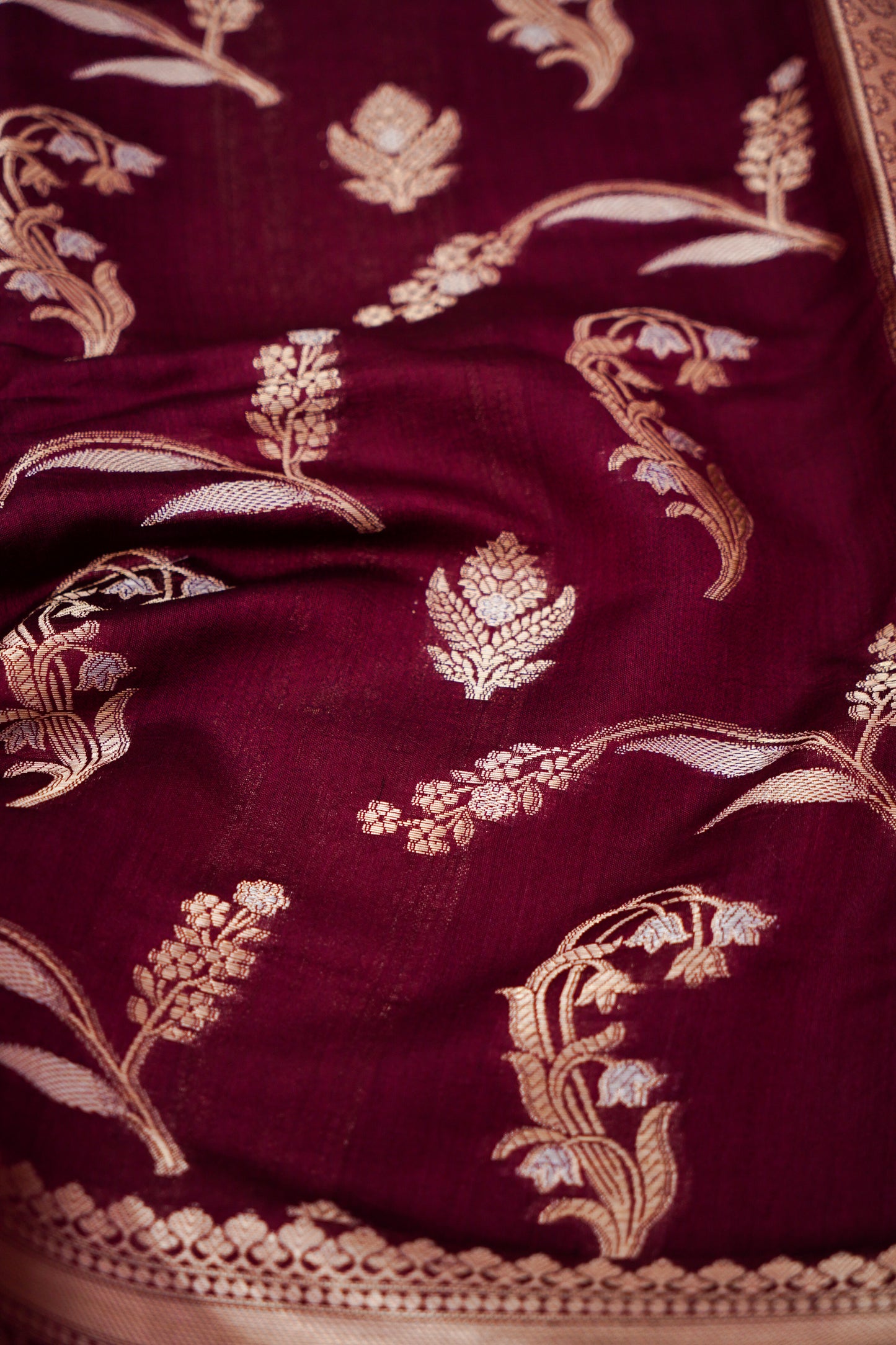 Pure Chinya Katan Silk Jaal Weaving Saree