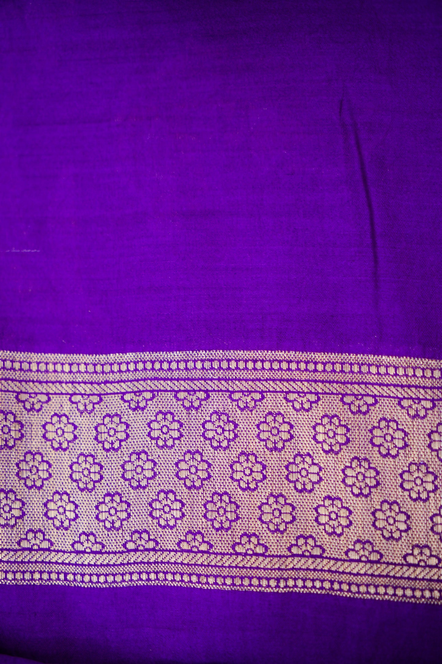 Pure Purple Chinya Katan Silk Jaal Weaving Saree