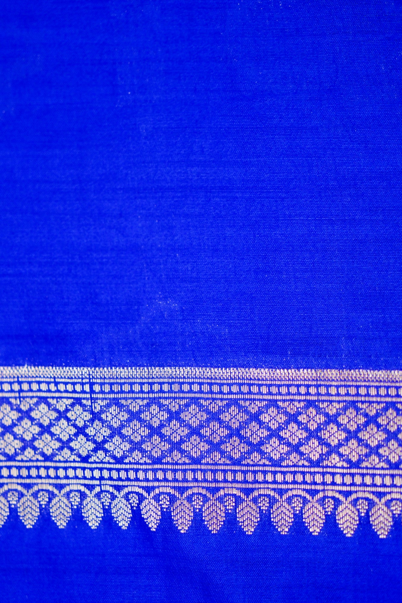 Pure Blue Chinya Katan Silk Jaal Weaving Saree