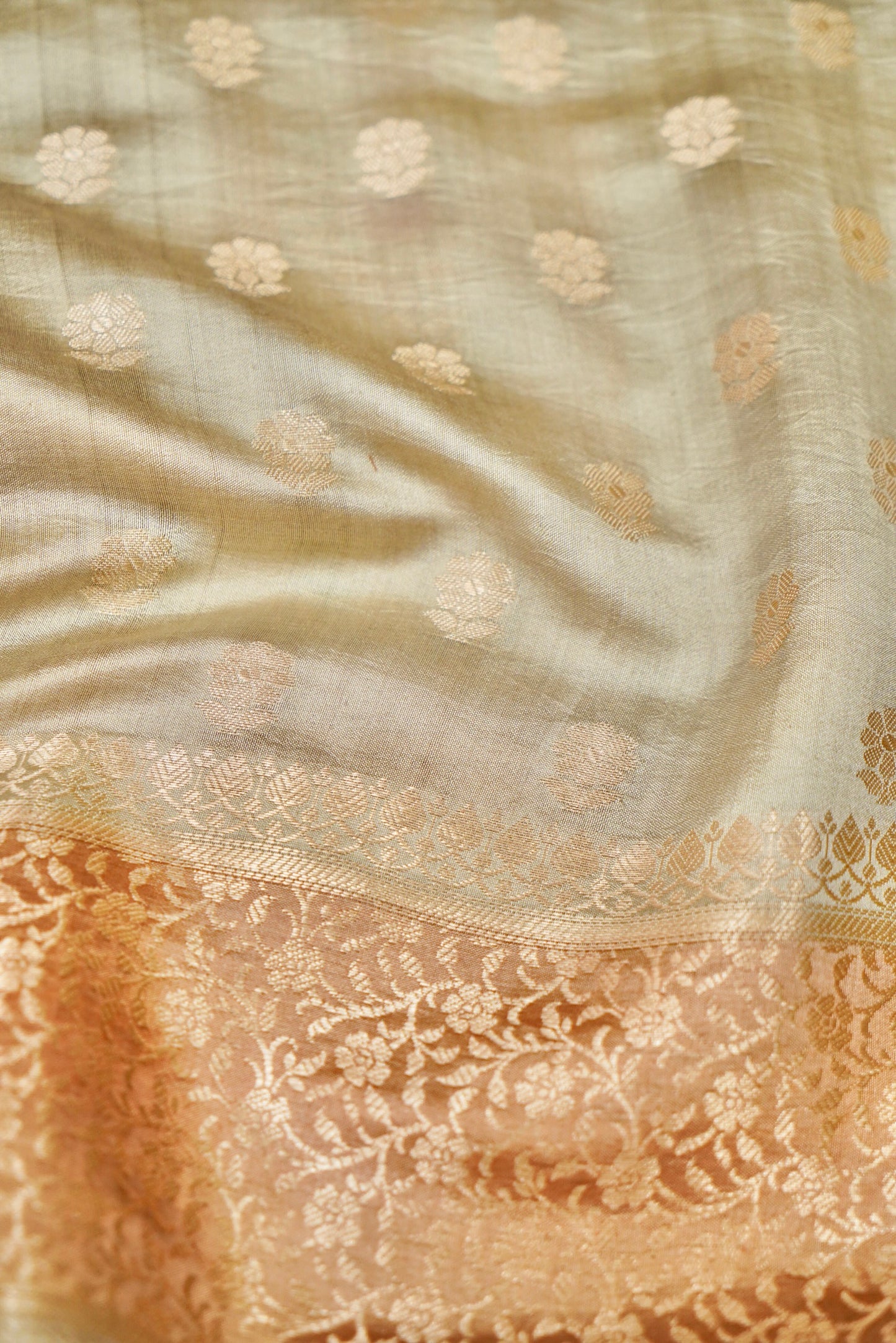 Ultra-Soft Pure Chinya Silk Banarasi Saree with Minakari