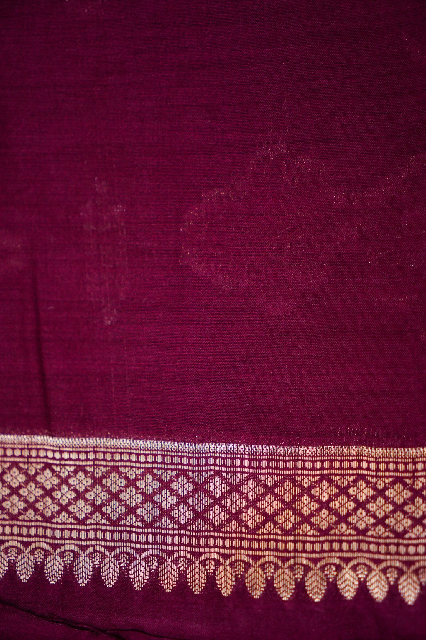Pure Maroon Chinya Katan Silk Saree with Jaal Weaving