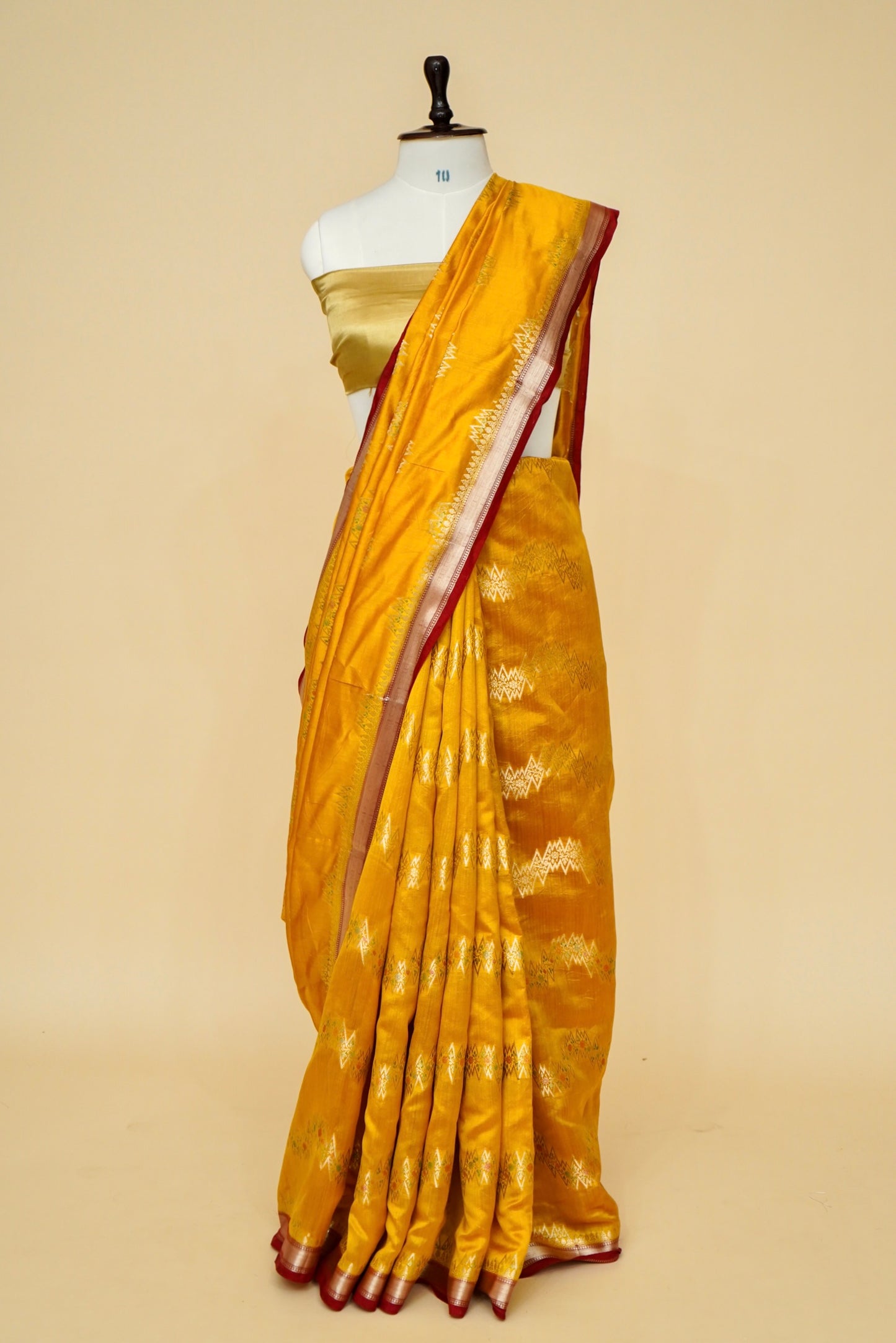 Designer Chinya Silk Banarasi Saree with Aada Jaal Weaving By kalakari