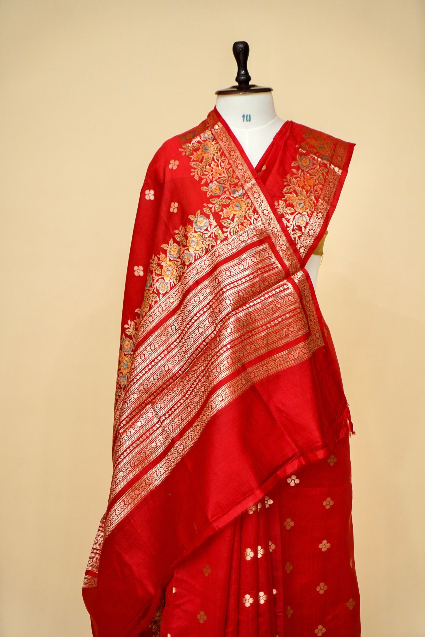 Ultra-Soft Pure Chinya Silk Banarasi Saree with Minakari