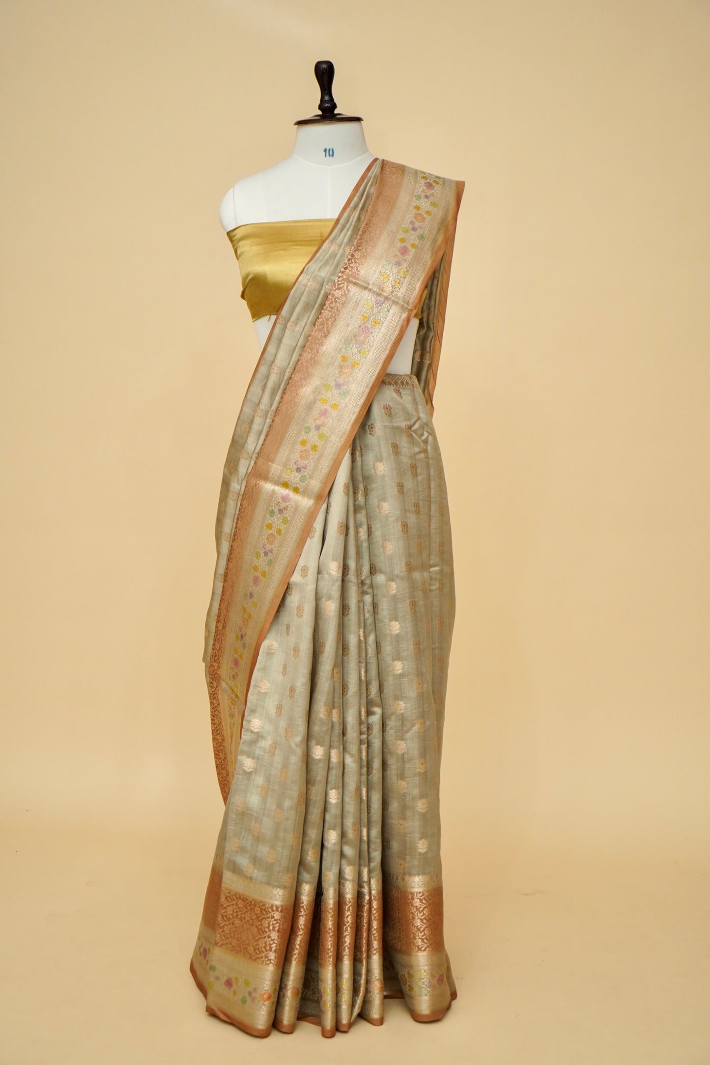 Ultra-Soft Pure Chinya Silk Banarasi Saree with Minakari By Kalakari