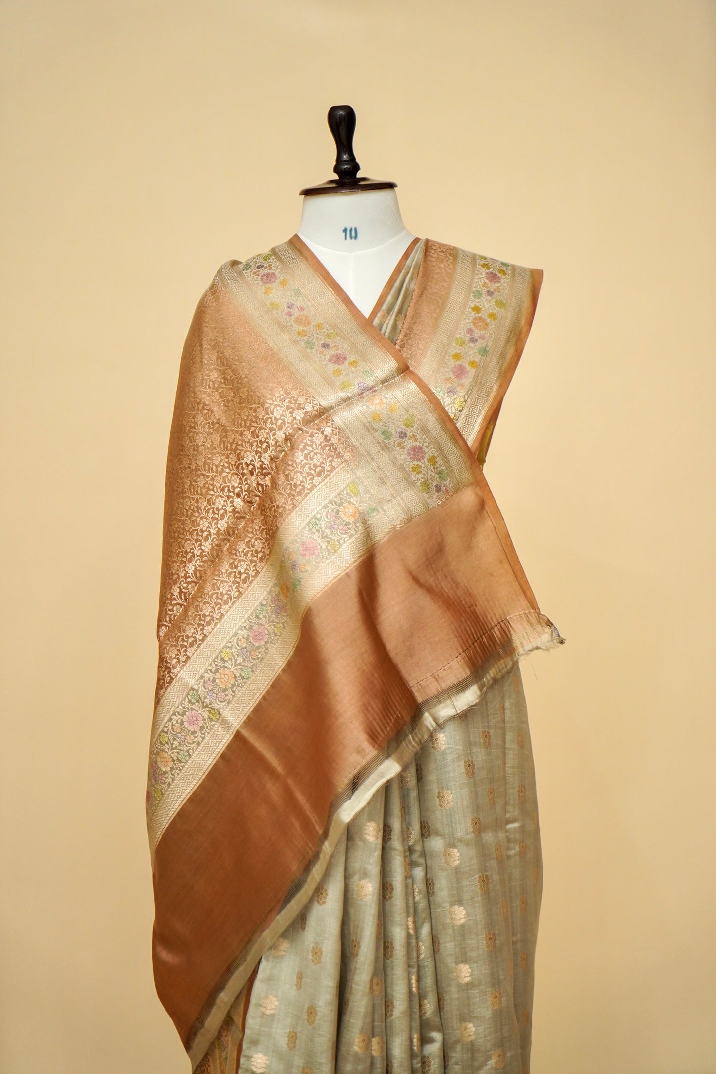 Ultra-Soft Pure Chinya Silk Banarasi Saree with Minakari