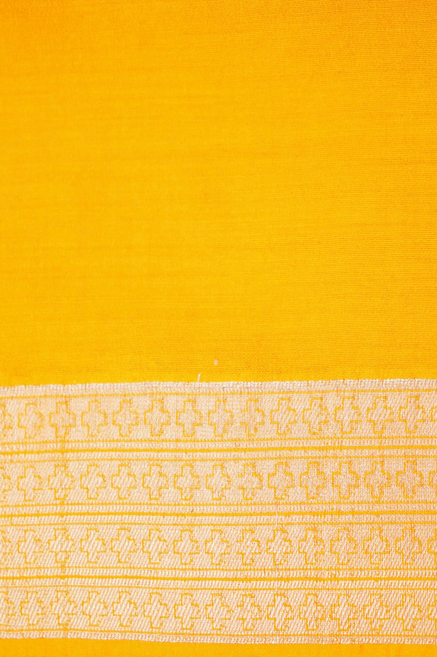 Pure Yellow Chinya Katan Silk Saree with Jaal Design