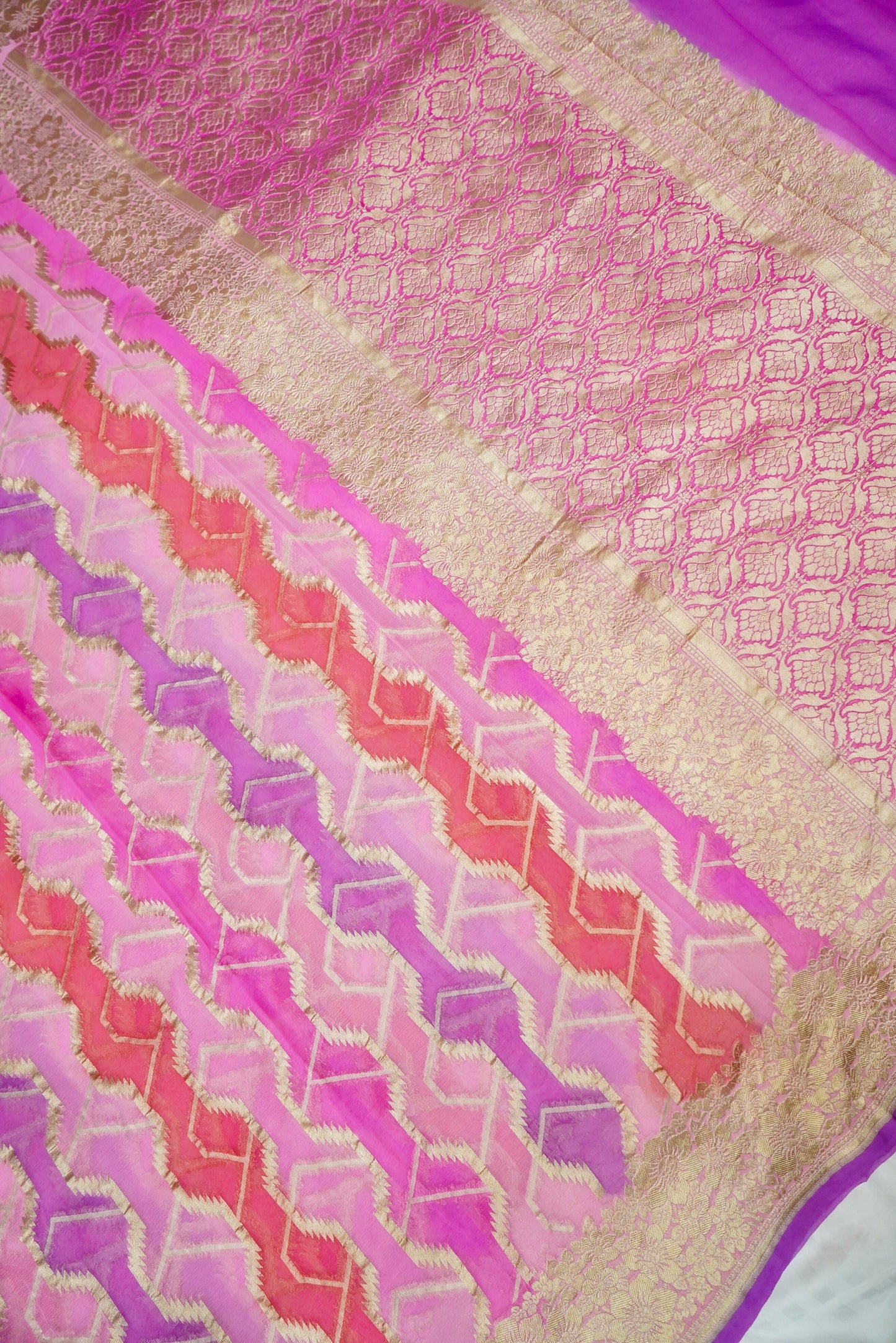 Pure Banarasi Khaddi Georgette Saree with Rangkat Pattern