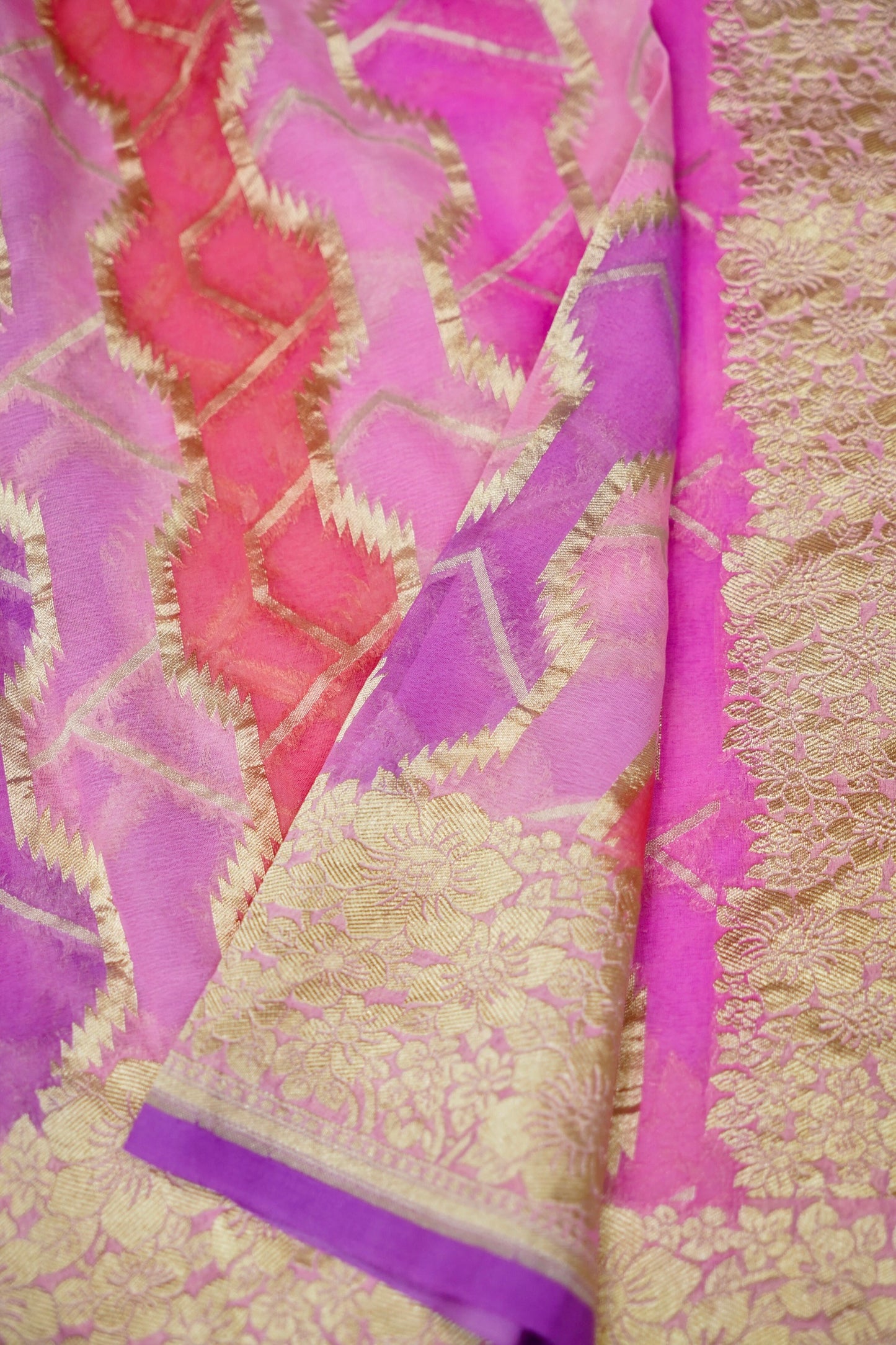 Pure Banarasi Khaddi Georgette Saree with Rangkat Pattern