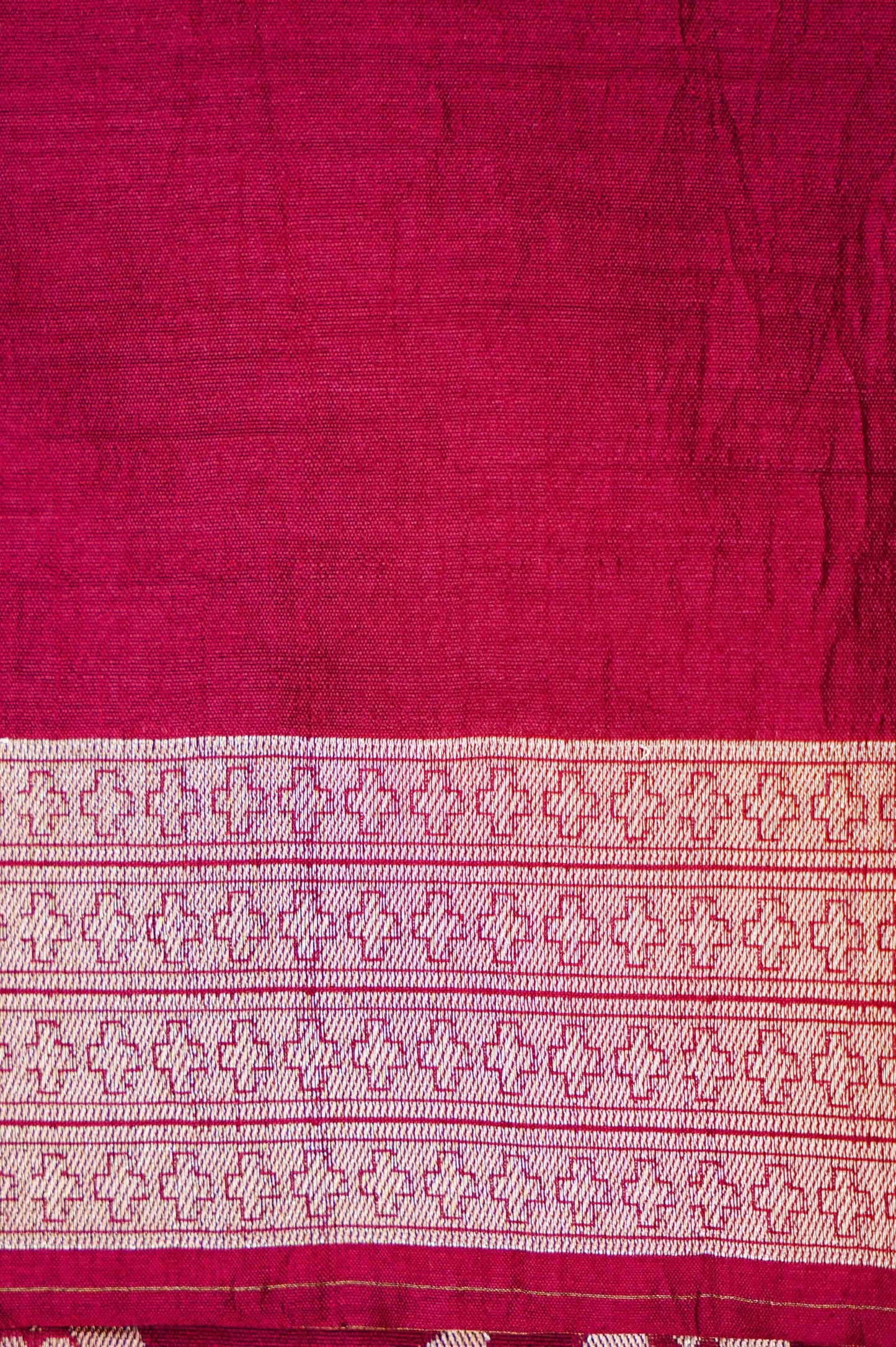 Pure Maroon Chinya Katan Silk Jaal Weaving Saree
