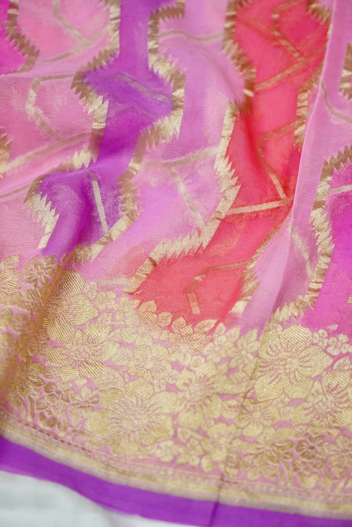 Pure Banarasi Khaddi Georgette Saree with Rangkat Pattern