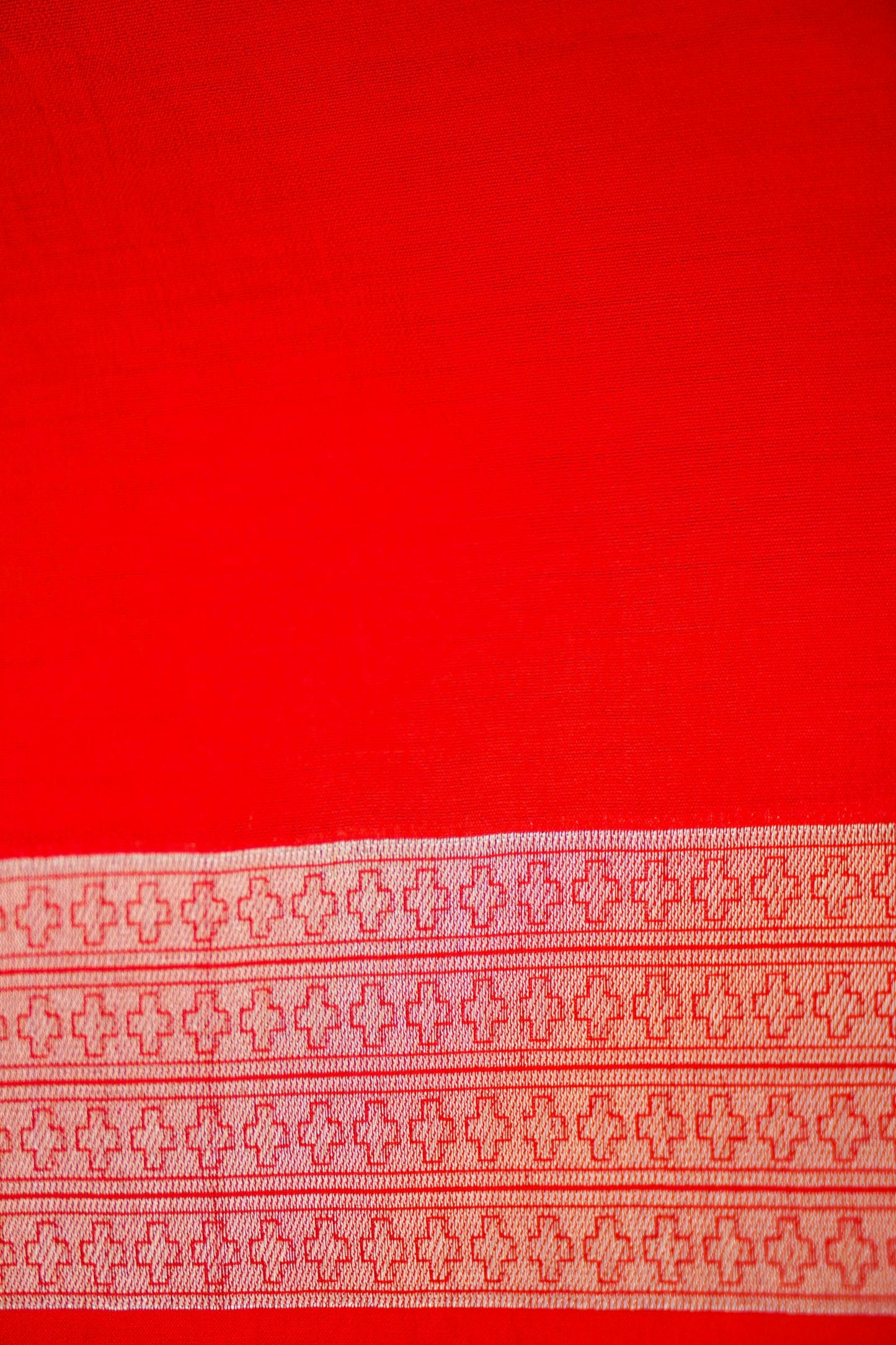 Pure Red Chinya Katan Silk Saree with Jaal Weaving