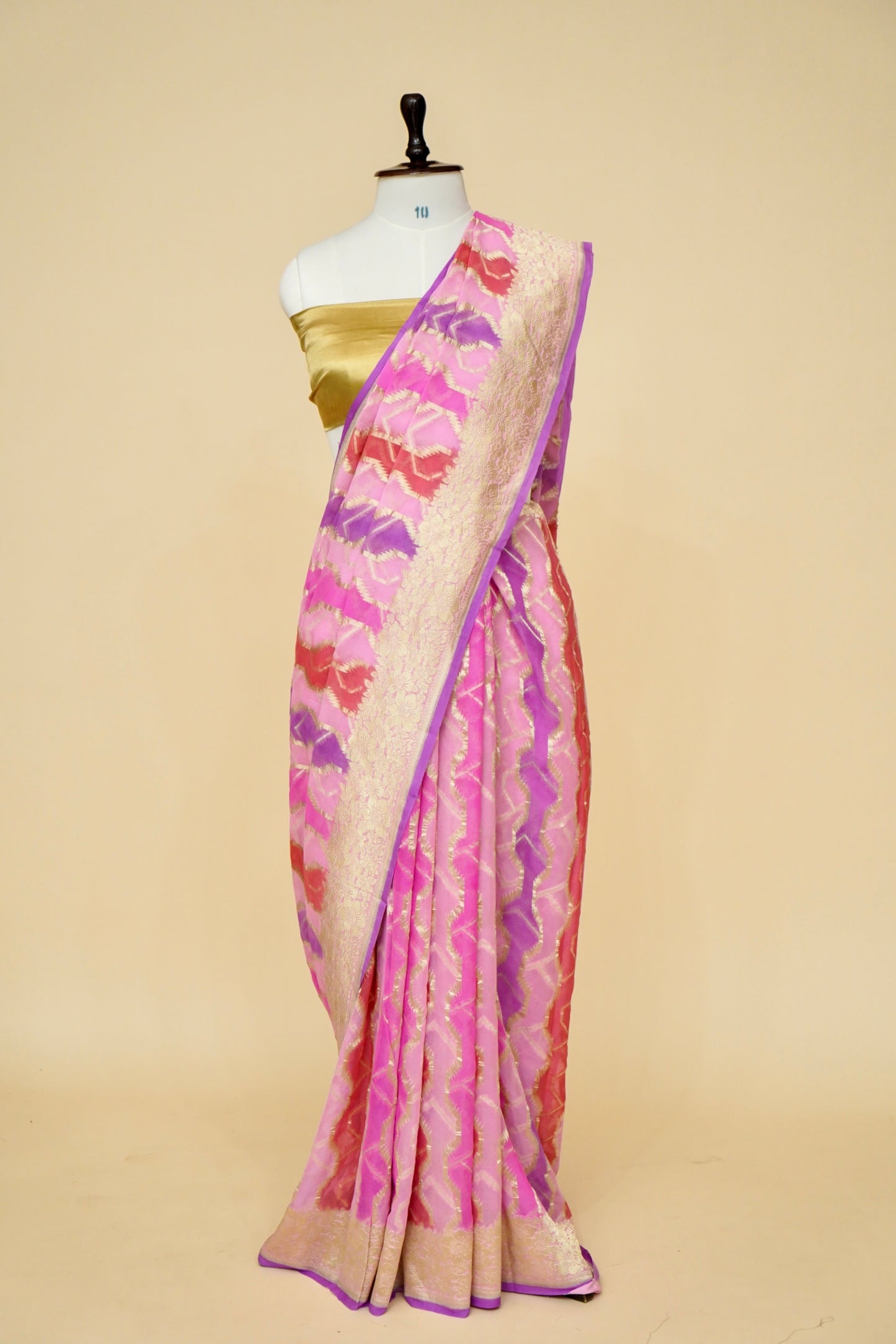 Pure Banarasi Khaddi Georgette Saree with Rangkat Pattern By Kalakari