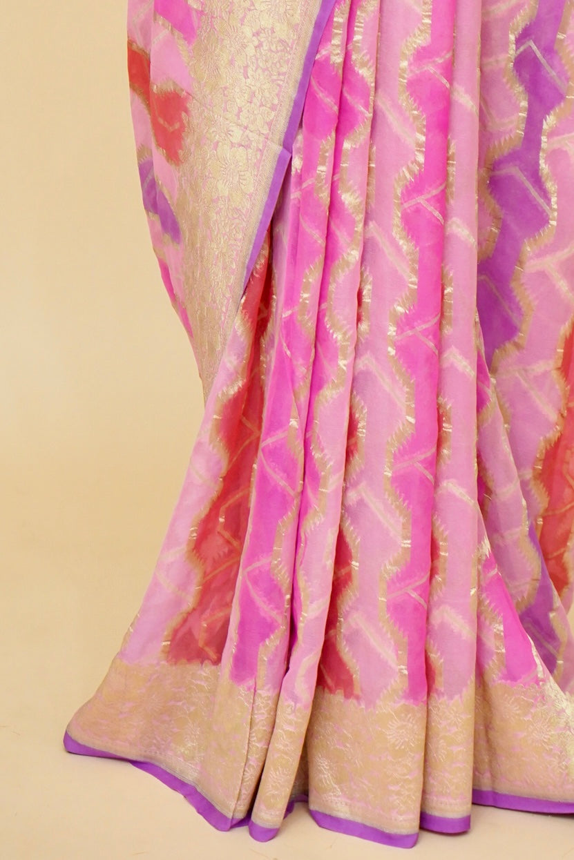 Pure Banarasi Khaddi Georgette Saree with Rangkat Pattern