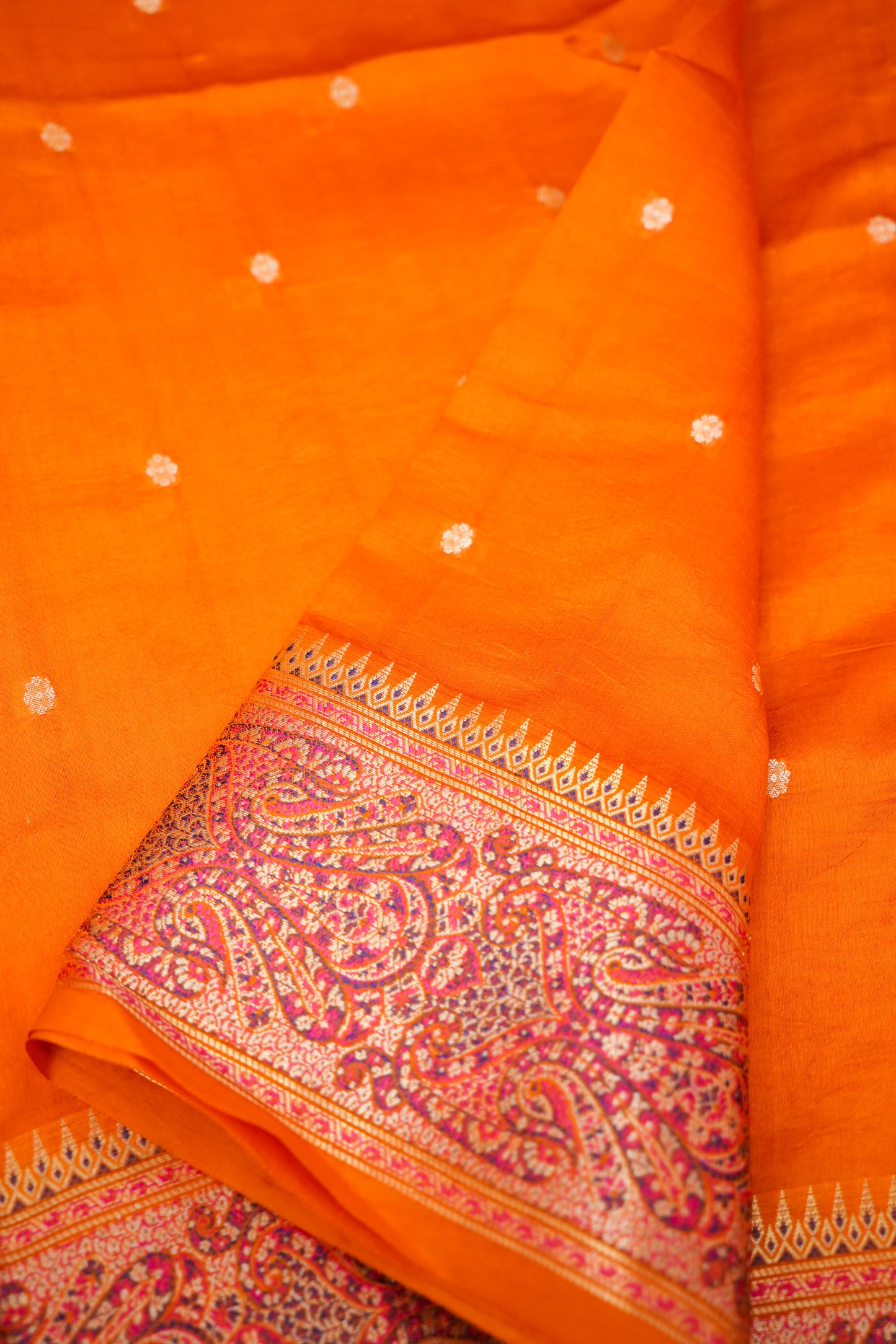 Pure Mango Katan Silk Saree with Jamewar Banarasi Border