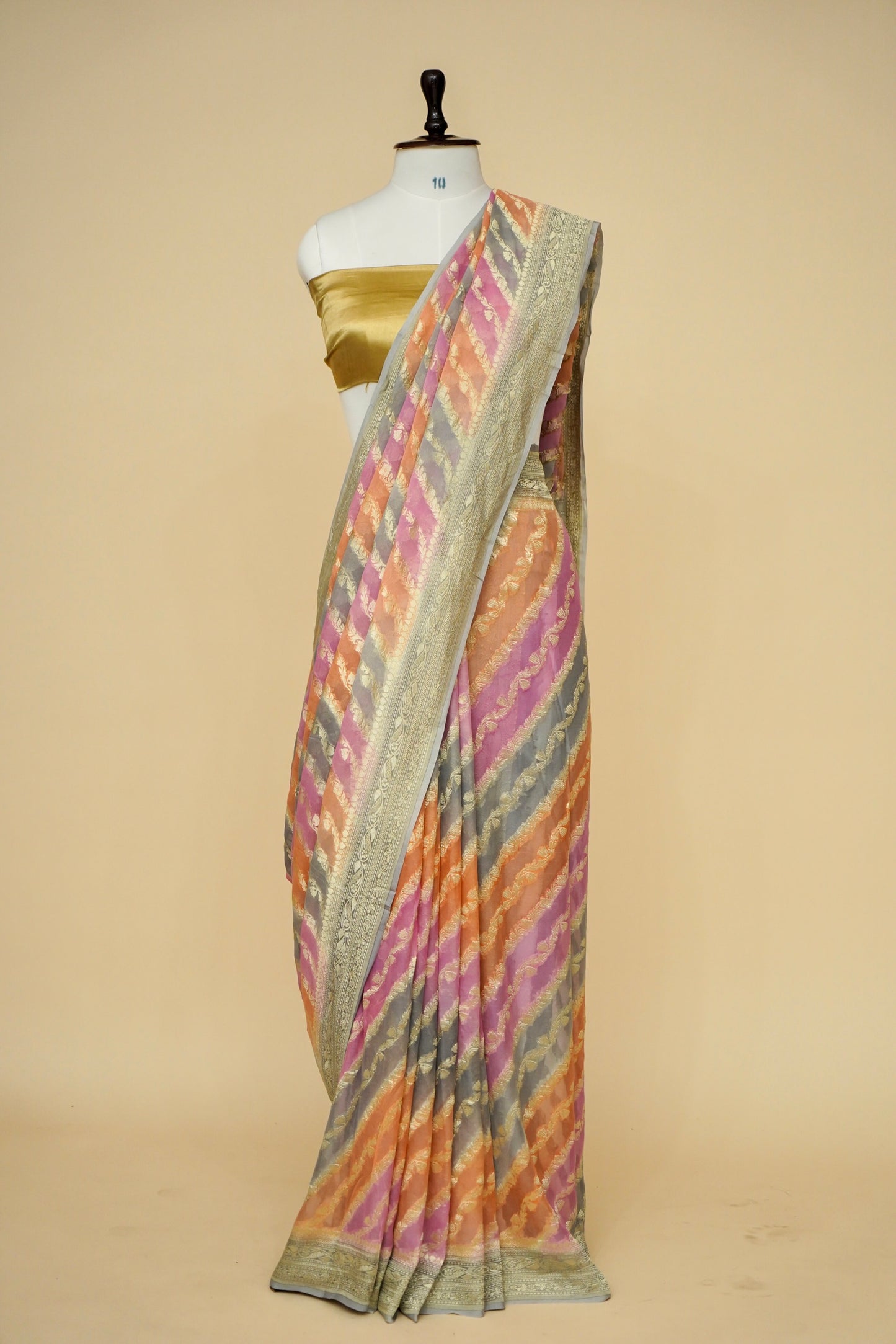 Pure Banarasi Khaddi Georgette Saree with Rangkat Design By kalakari