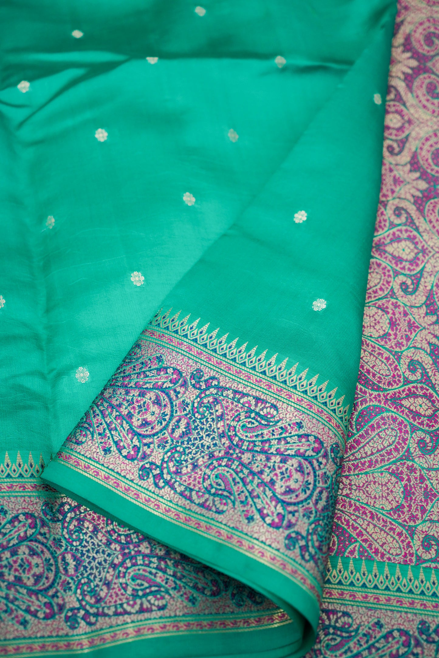 Pure Mango Katan Silk Saree with Jamewar Banarasi Border