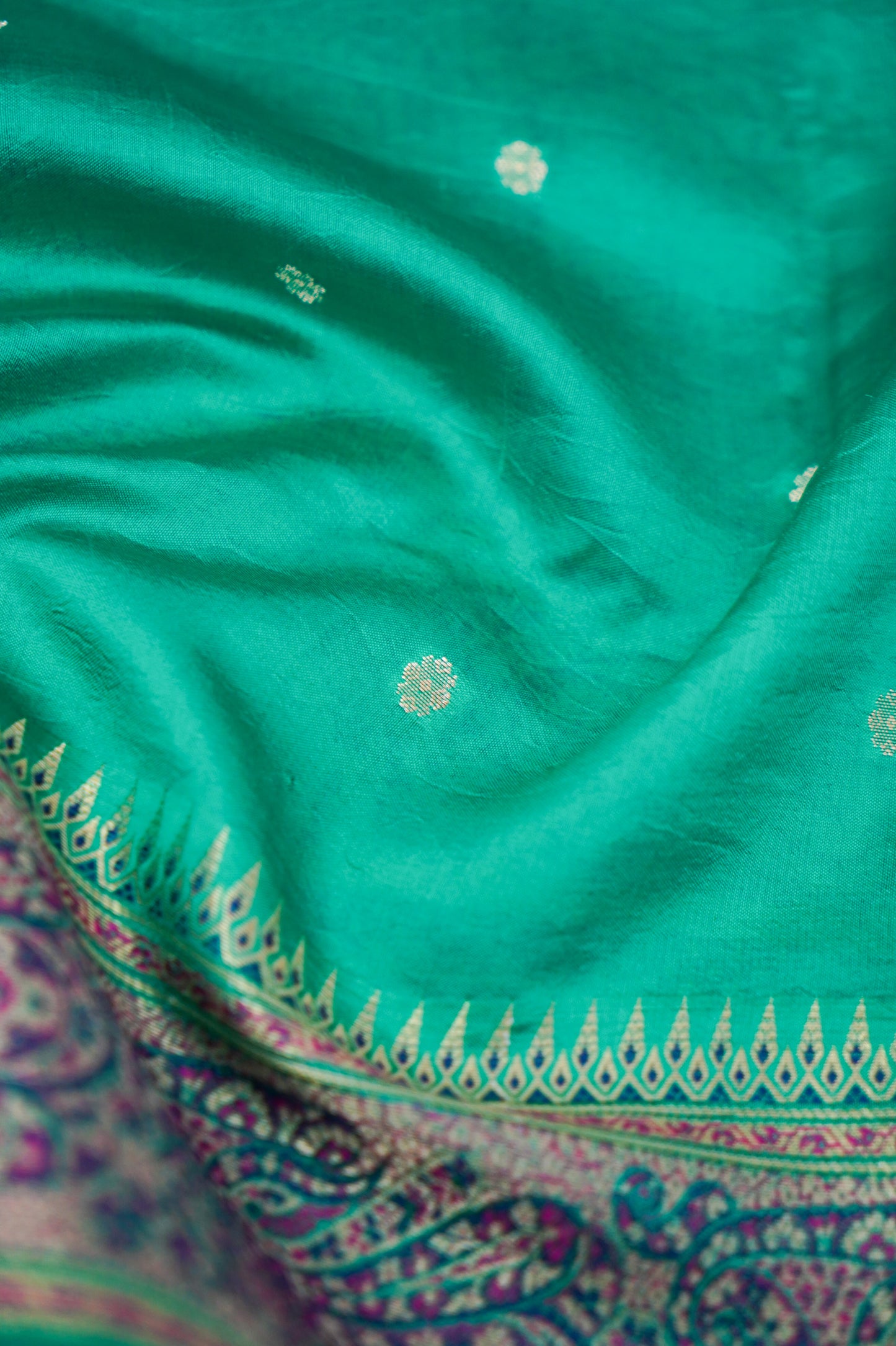 Pure Mango Katan Silk Saree with Jamewar Banarasi Border