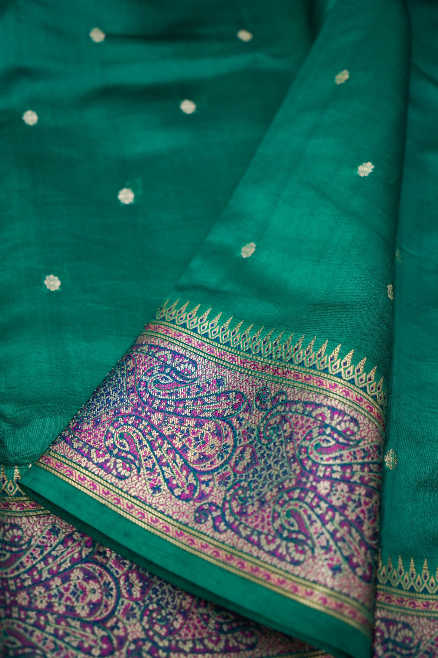 Pure Mango Katan Silk Saree with Jamewar Banarasi Border