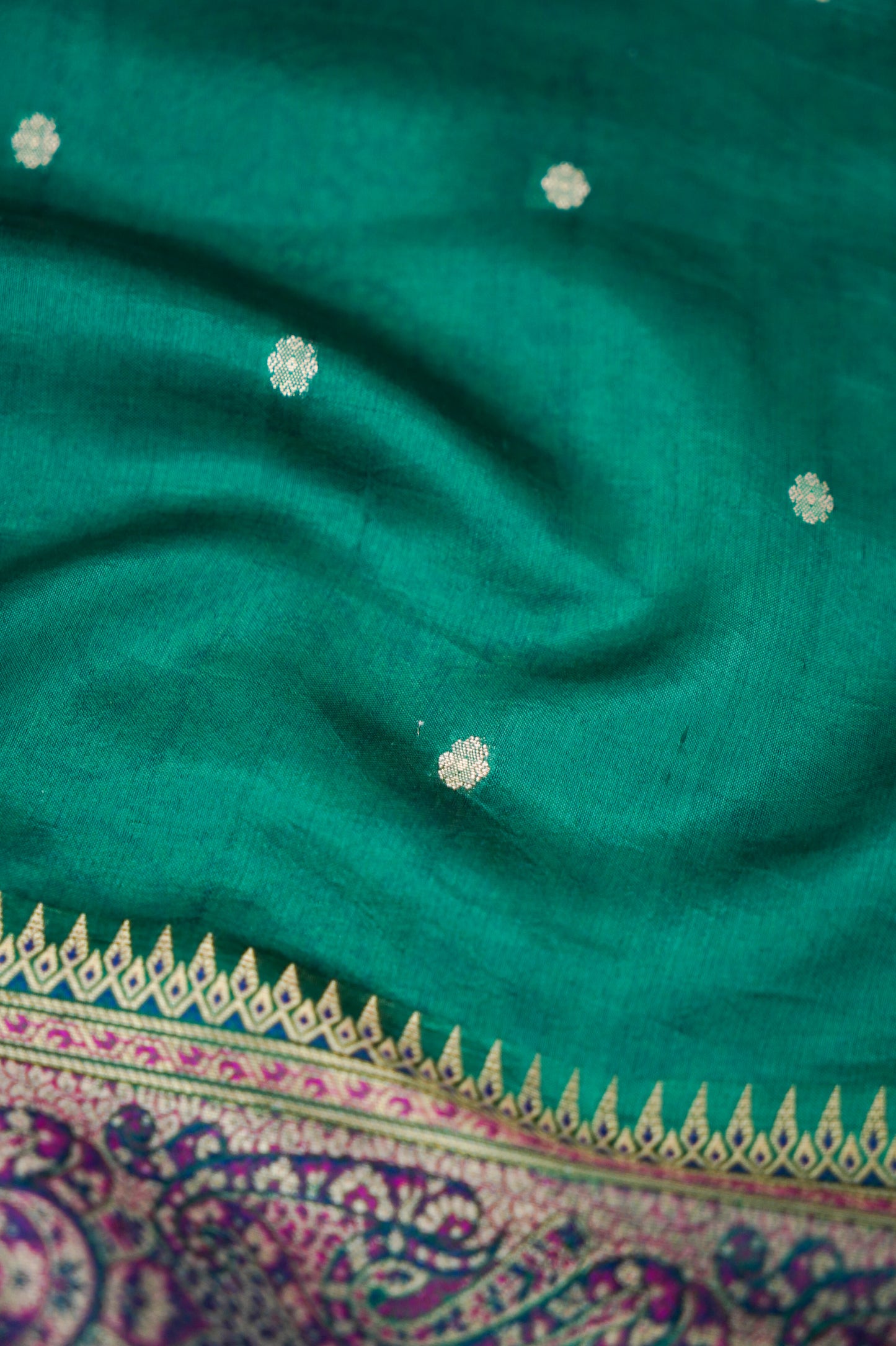 Pure Mango Katan Silk Saree with Jamewar Banarasi Border