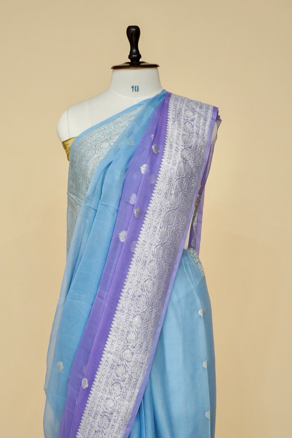 Pure Banarasi Dual-Color Khaddi Georgette Saree with Kadhwa Buta