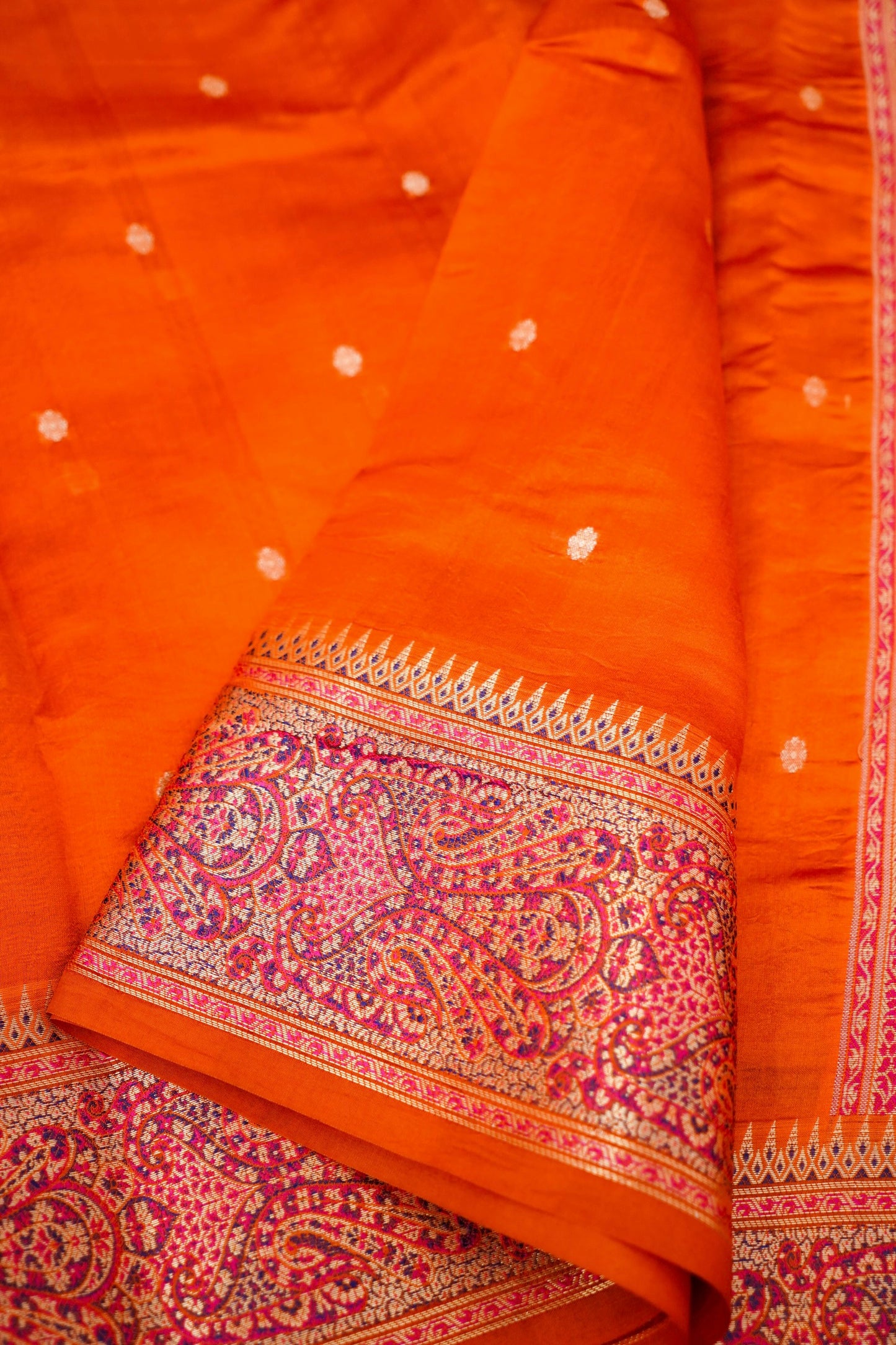 Pure Mango Katan Silk Saree with Jamewar Banarasi Border