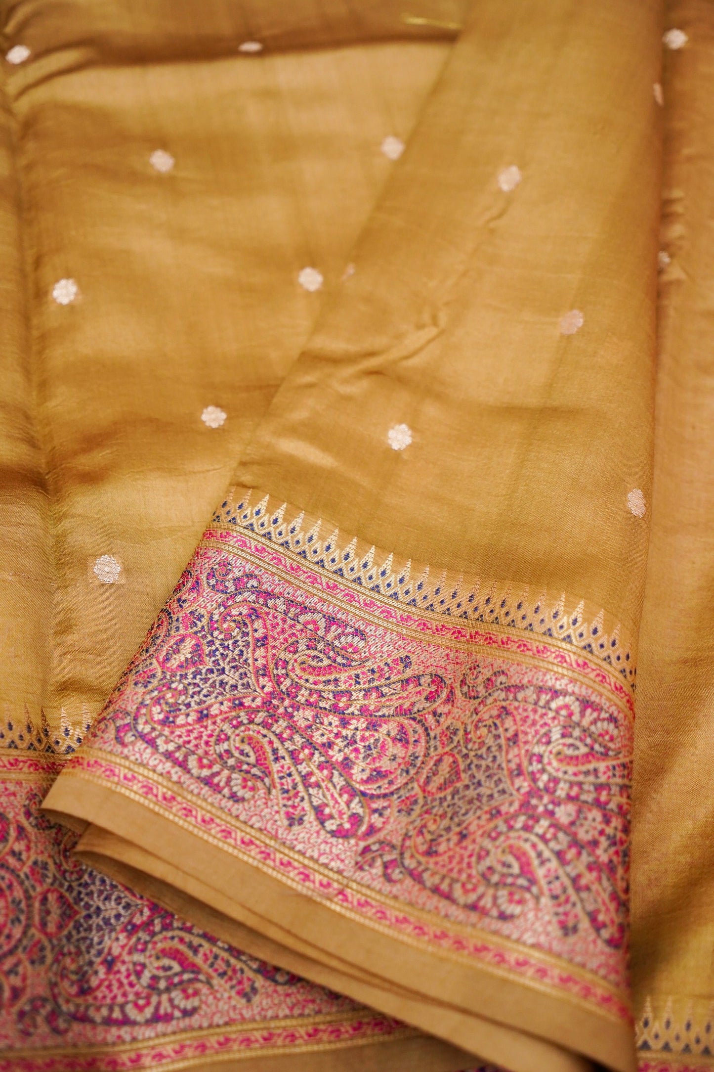 Pure Mango Katan Silk Saree with Jamewar Banarasi Border