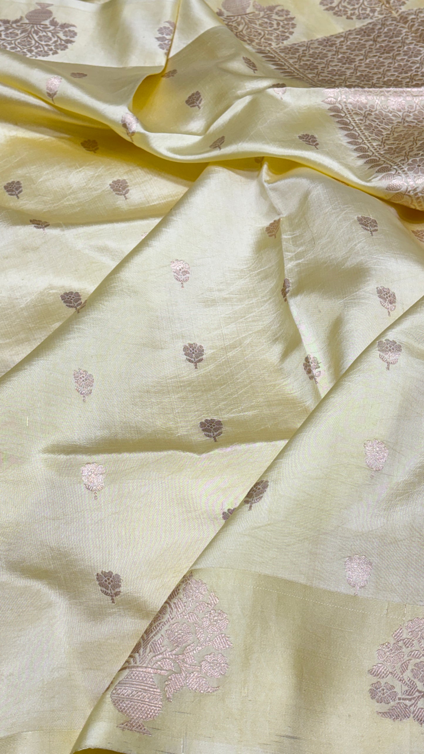 Pastel Yellow Raw Mango Silk Saree
