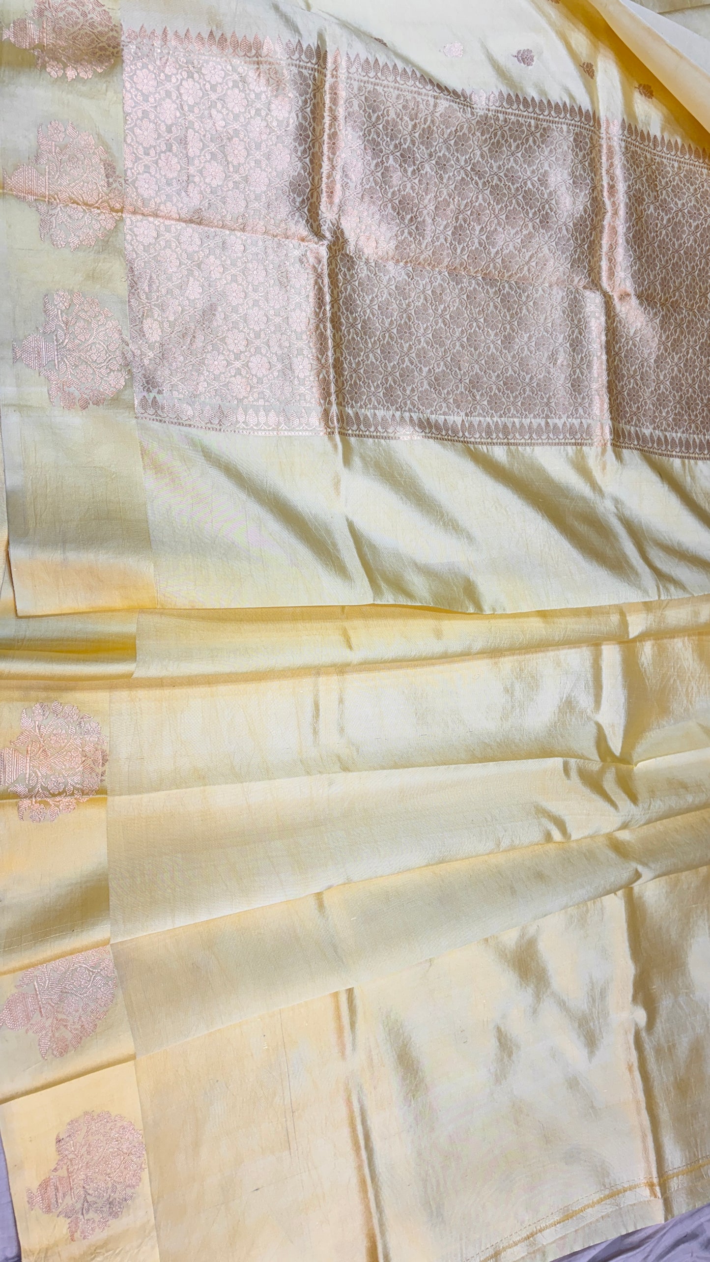 Pastel Yellow Raw Mango Silk Saree