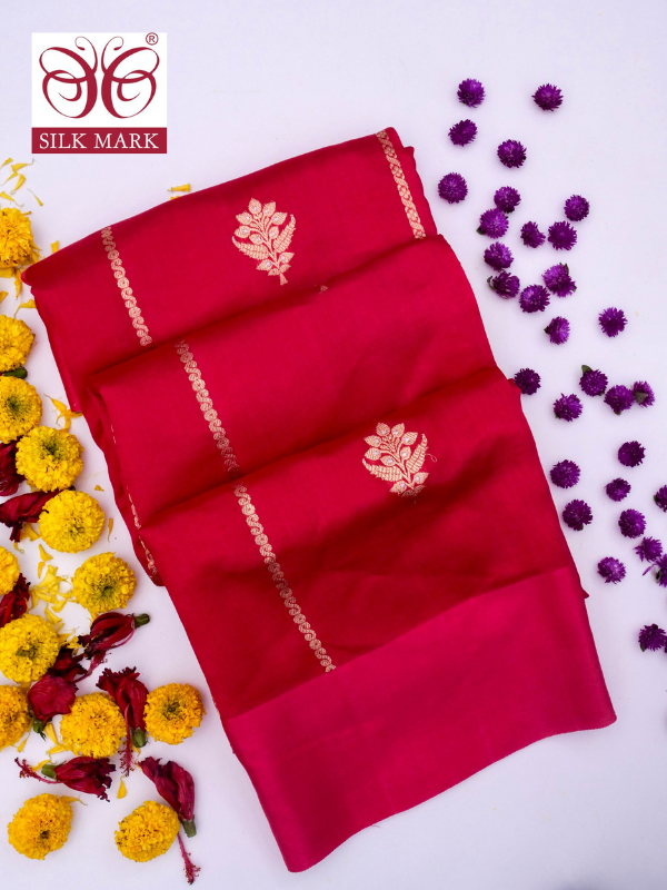 Pure Red Banarasi R Mango Katan Silk Saree By Kalakari
