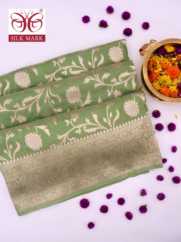 Banarasi Katan Silk Saree with Jangla Jaal and Cutwork Weave By Kalakari