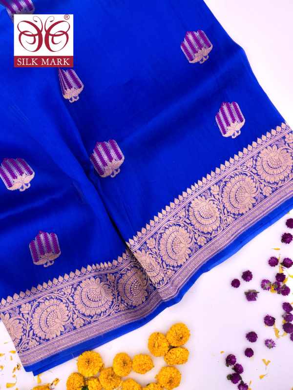 Banarasi Kora Organza Saree with Kadhwa Buti in Ombre Shade By Kalakari