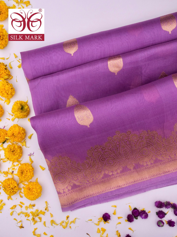 Handloom Banarasi Pure Kora Organza Saree with Kadhwa Buti Weaving