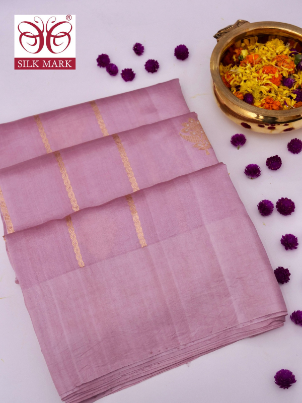 Handloom Mango Katan Silk Banarasi Saree with Kadhwa Buti By Kalakari