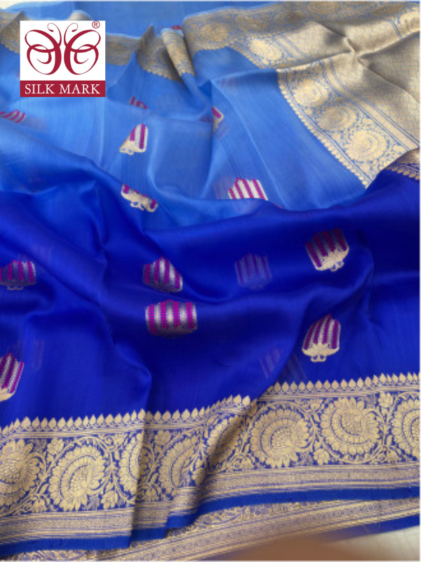 Handwoven Banarasi Pure Kora Organza Saree with Kadhwa Buta By kalakari